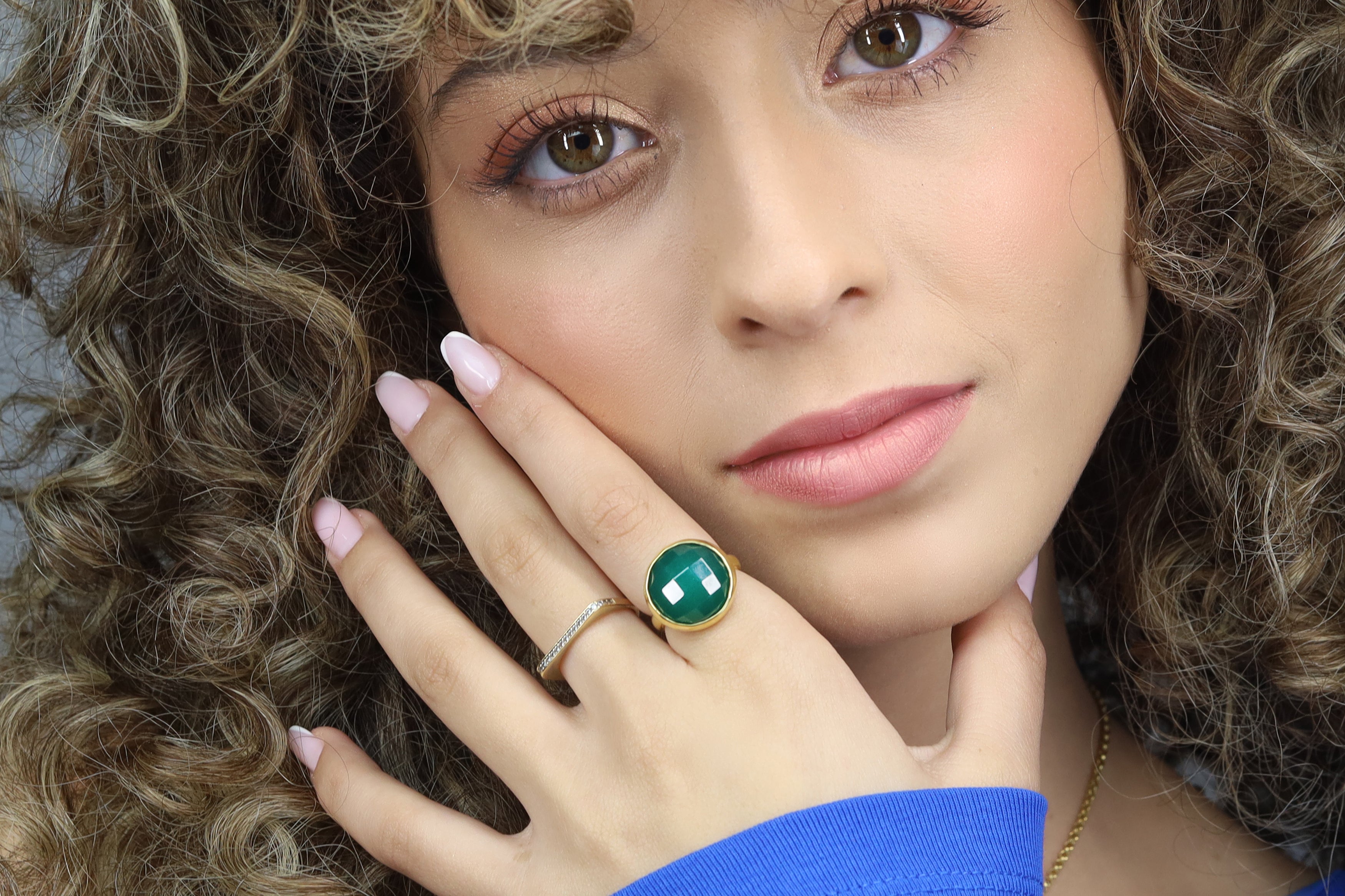 Semiprecious Green Onyx 14k Gold Bezel Set Ring Rings Anemone Limited