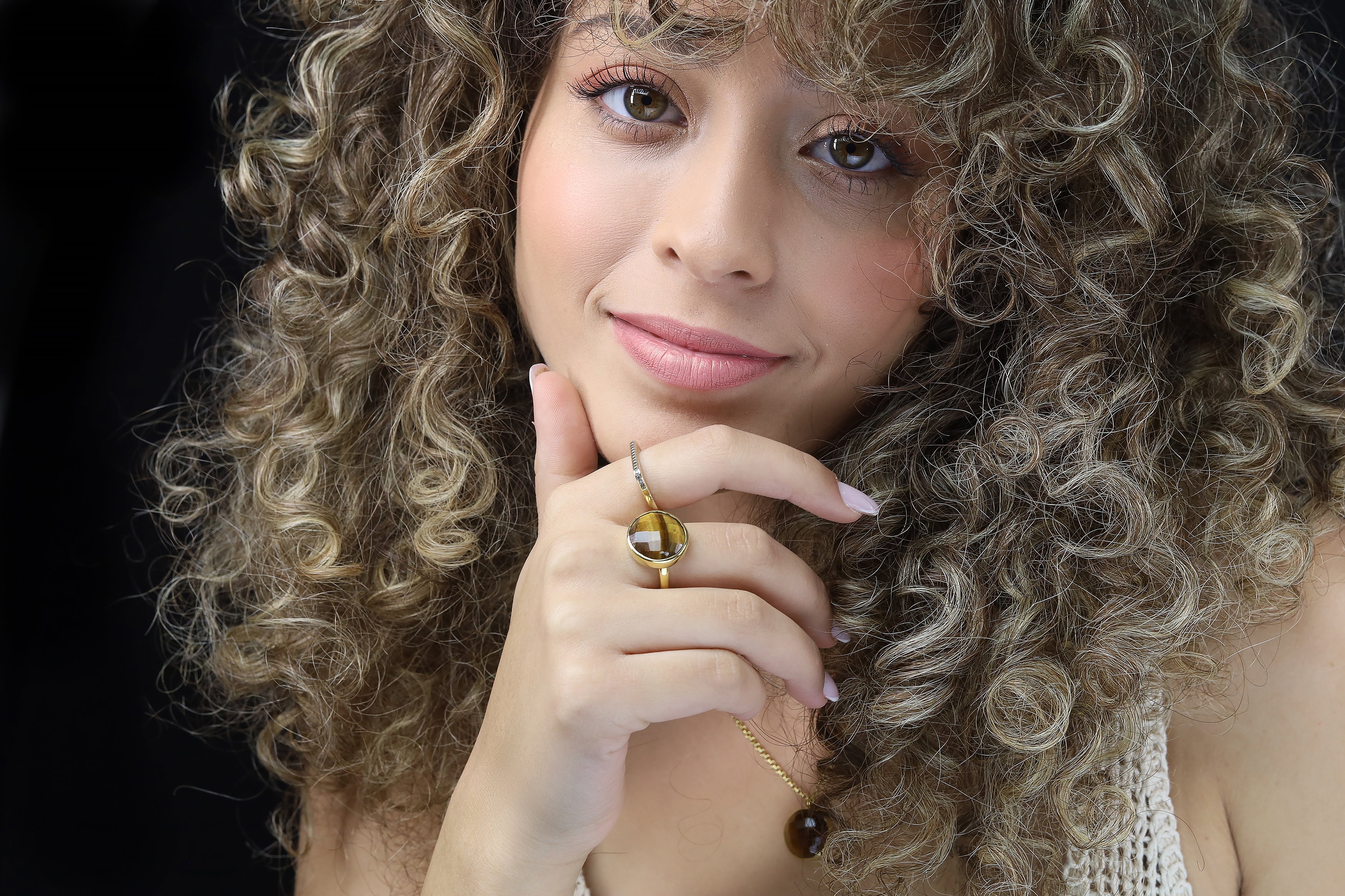 Tiger Eye Gold Statement Ring in 14k Gold Rings Anemone Limited