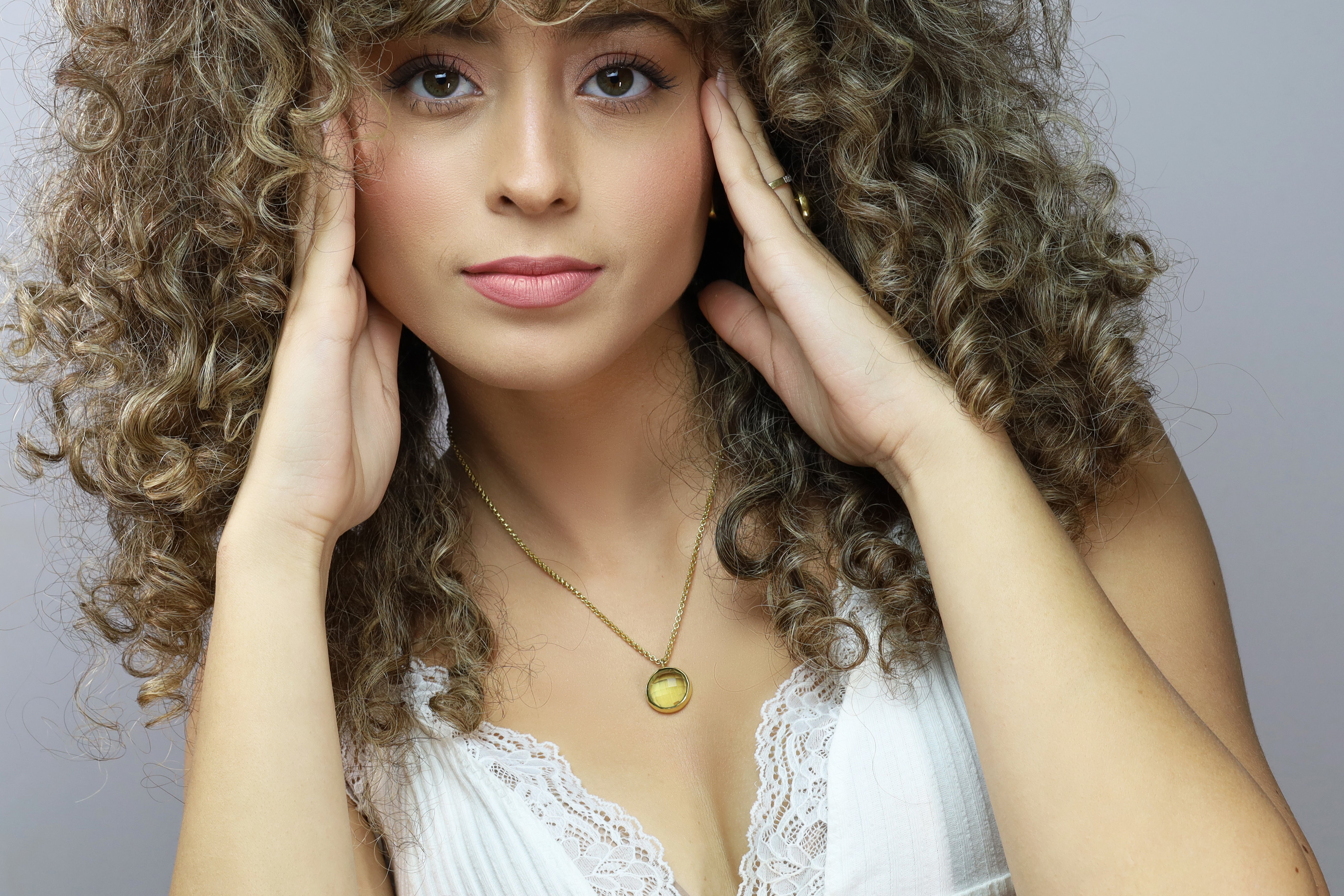 Bezel Set Lemon Quartz Pendant Necklace in Gold necklaces Anemone Limited