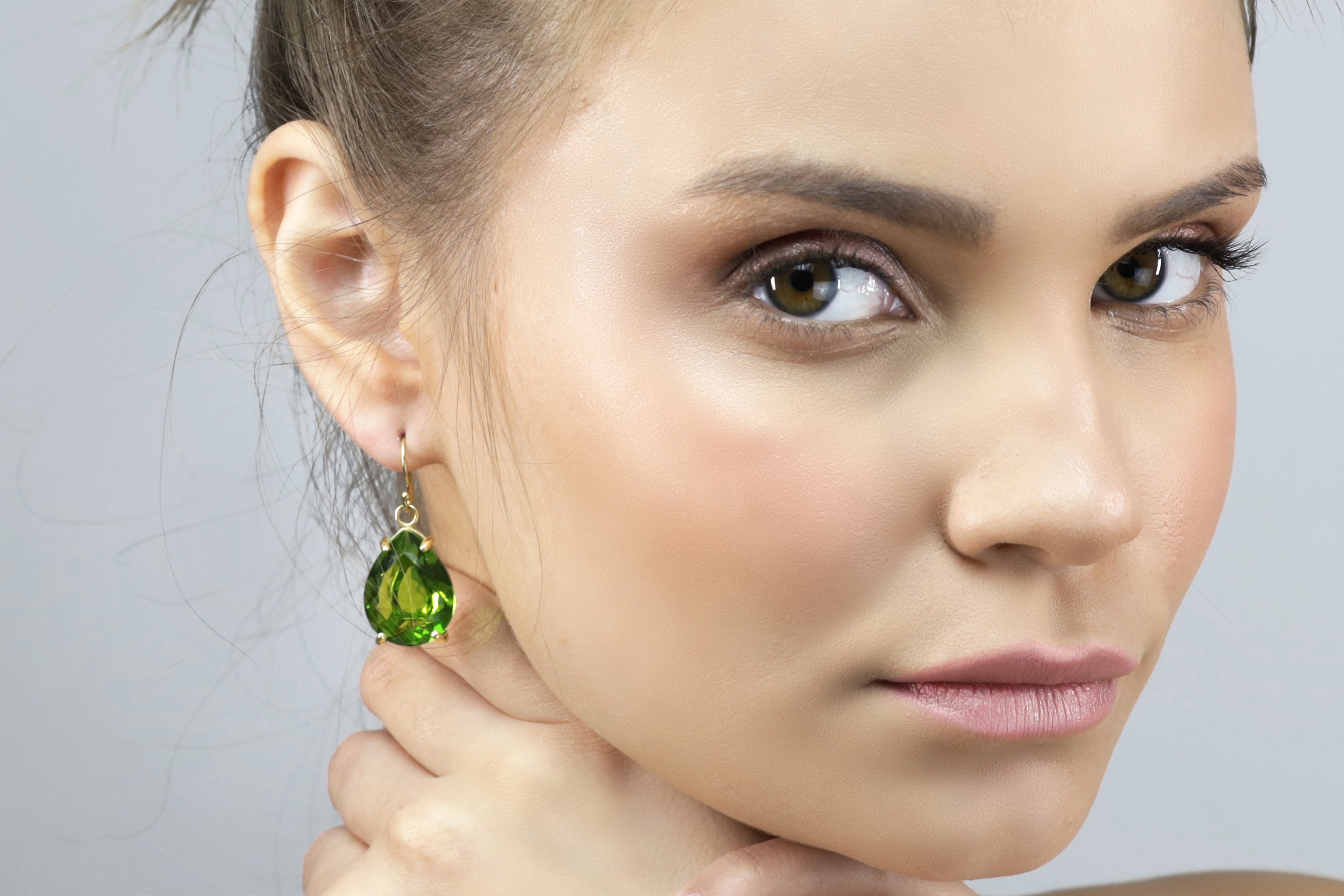 925 Sterling Silver Pear Shape Peridot Earrings Earrings Anemone Jewelry