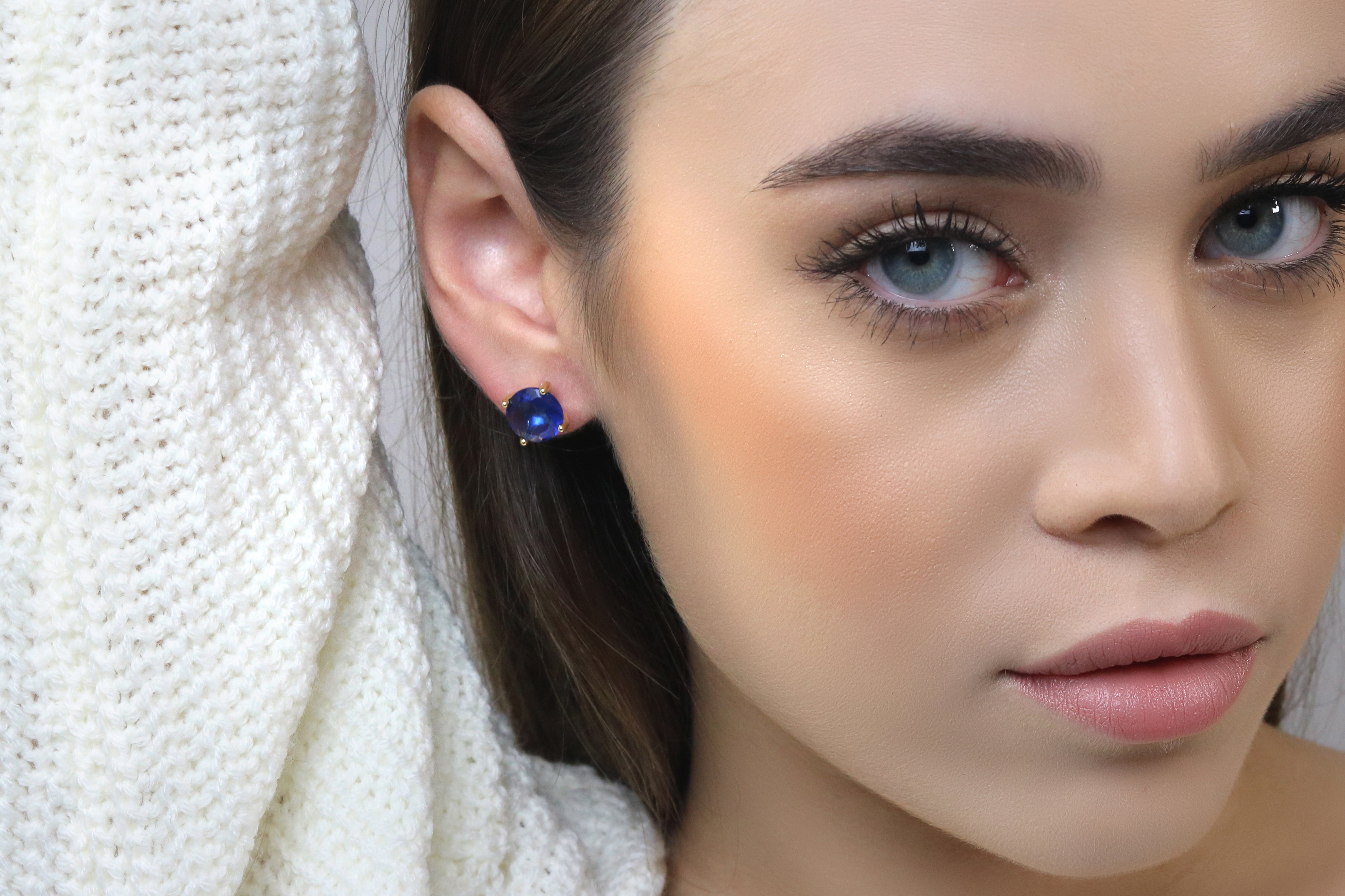 Exquisite Blue Sapphire Gold Earrings Earrings Anemone Unique