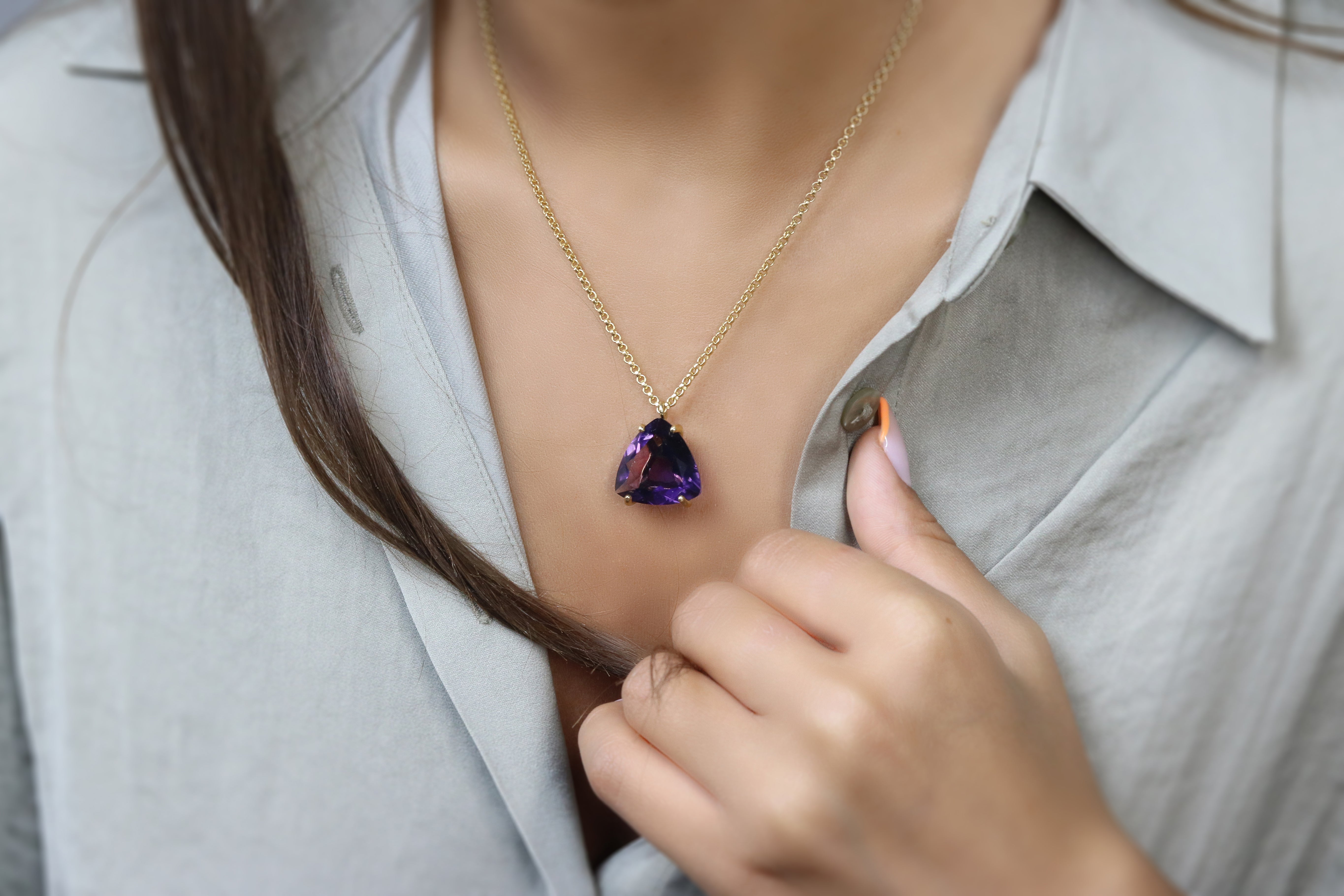 Vibrant Amethyst Jewelry Prong Necklace necklaces Anemone Jewelry