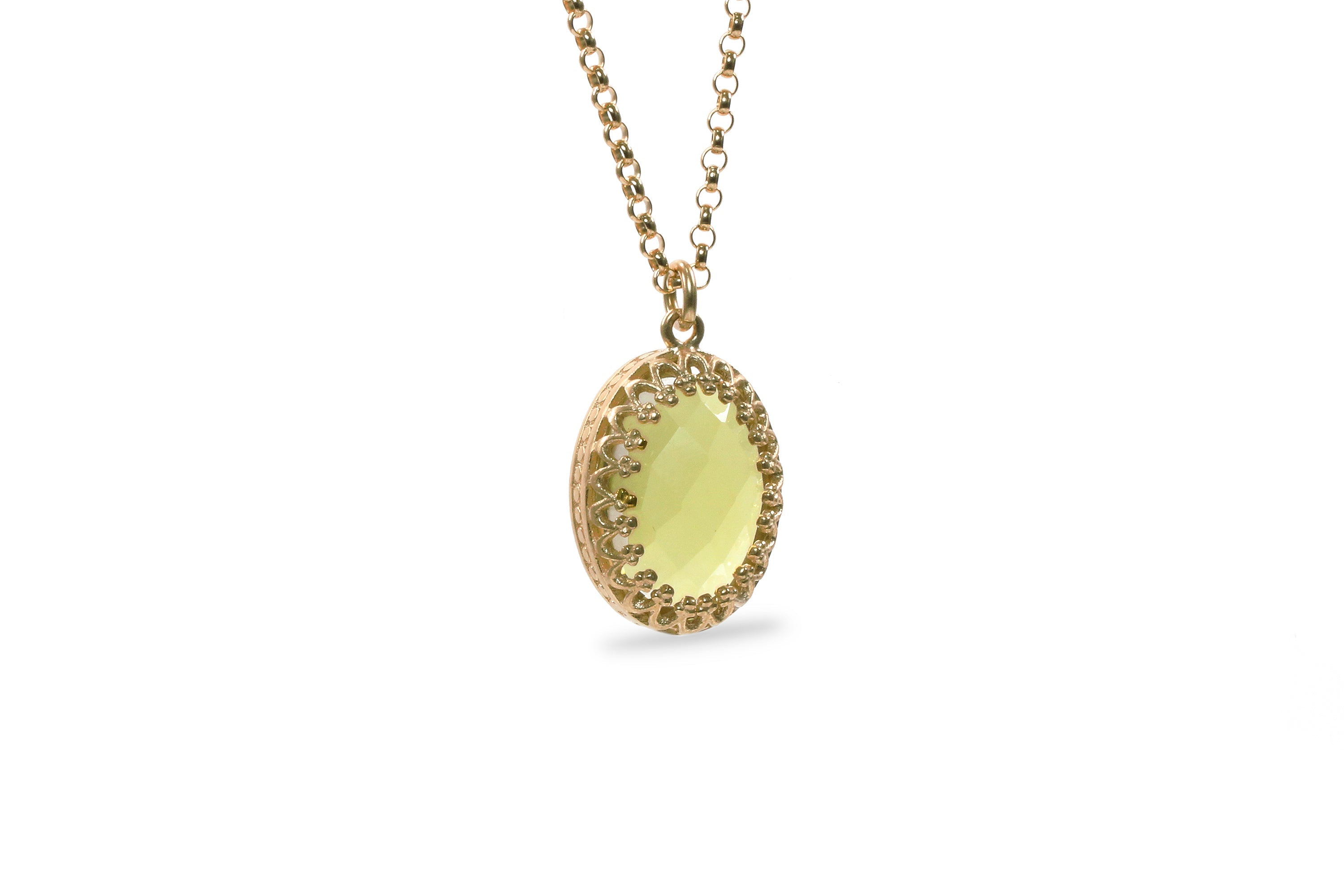 Dazzling Oval Cut Lemon Quartz Gold Pendant Necklace necklaces Anemone Jewelry
