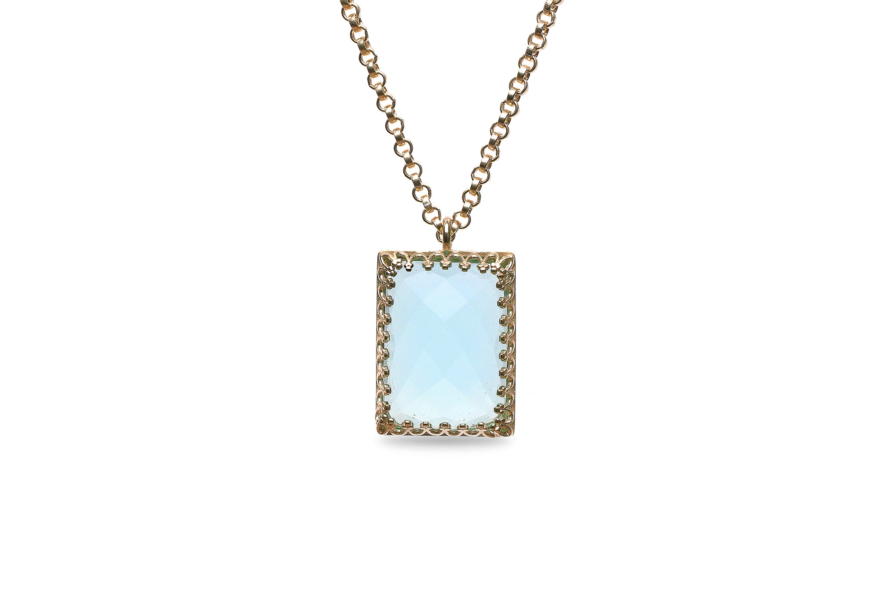 Stylish Rectangle Topaz Necklace in Gold necklaces Anemone Jewelry