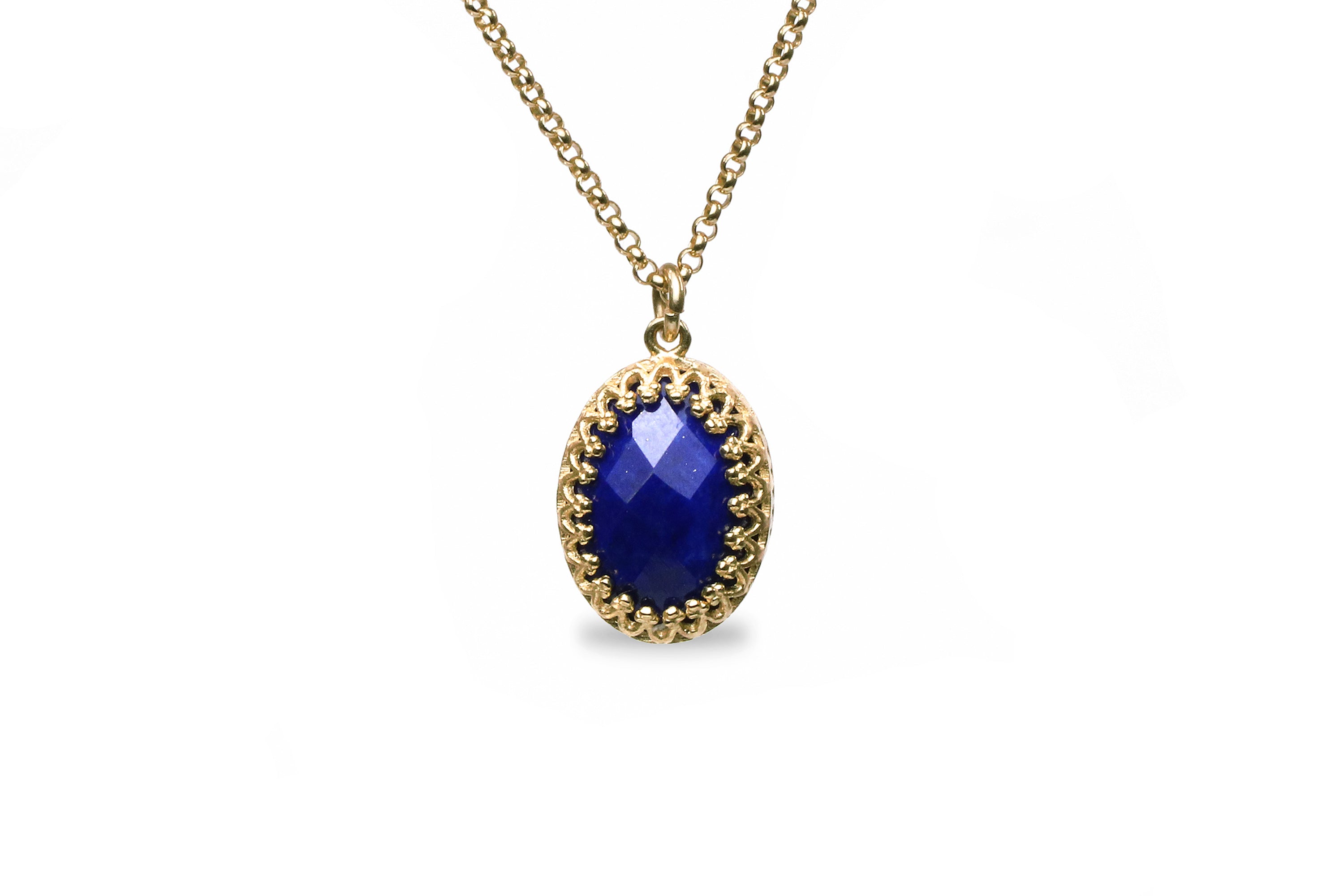Dainty Oval Lapis Lazuli Pendant Necklace necklaces Anemone Jewelry