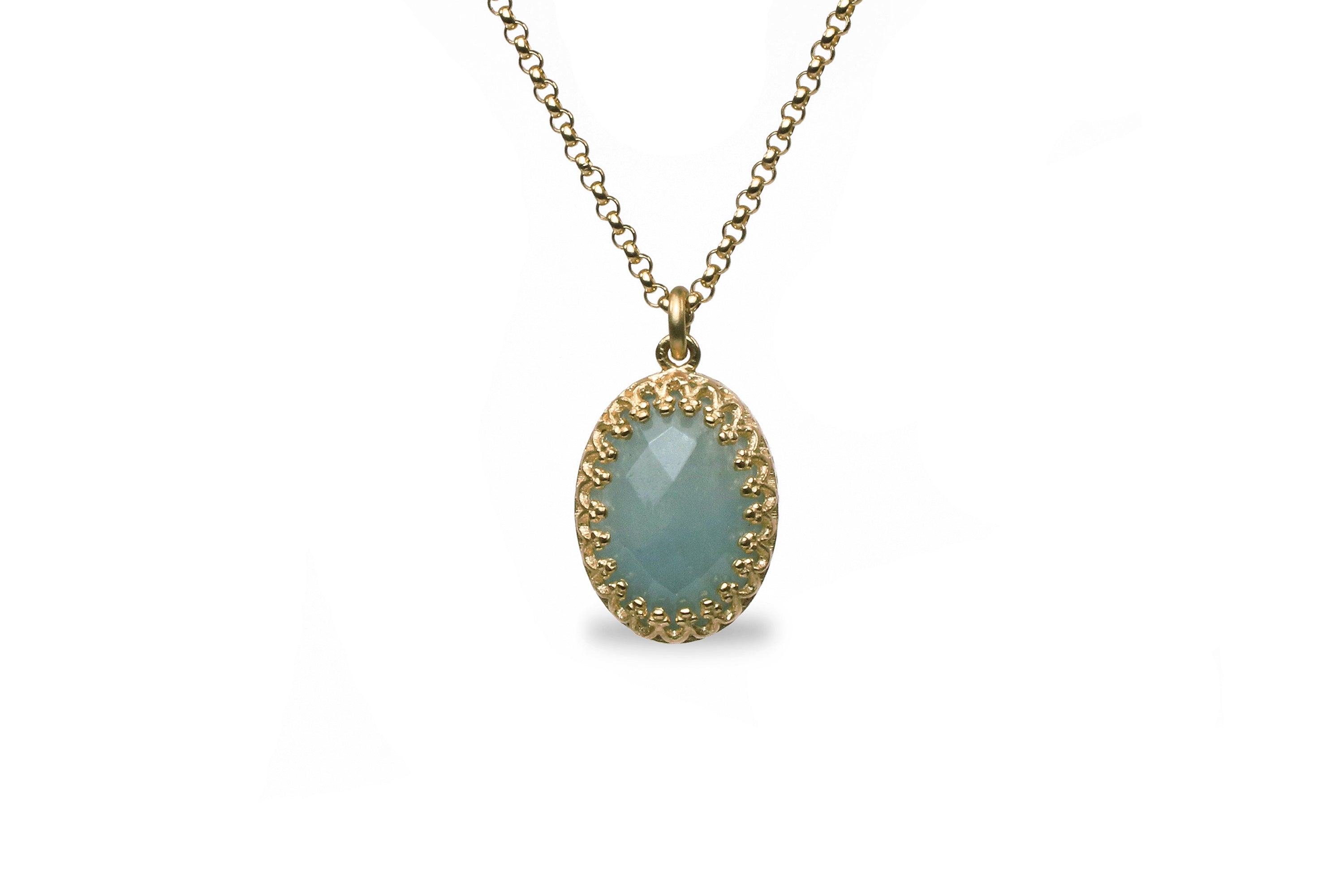 Charming Aquamarine Necklace in 14k Gold necklaces Anemone Jewelry
