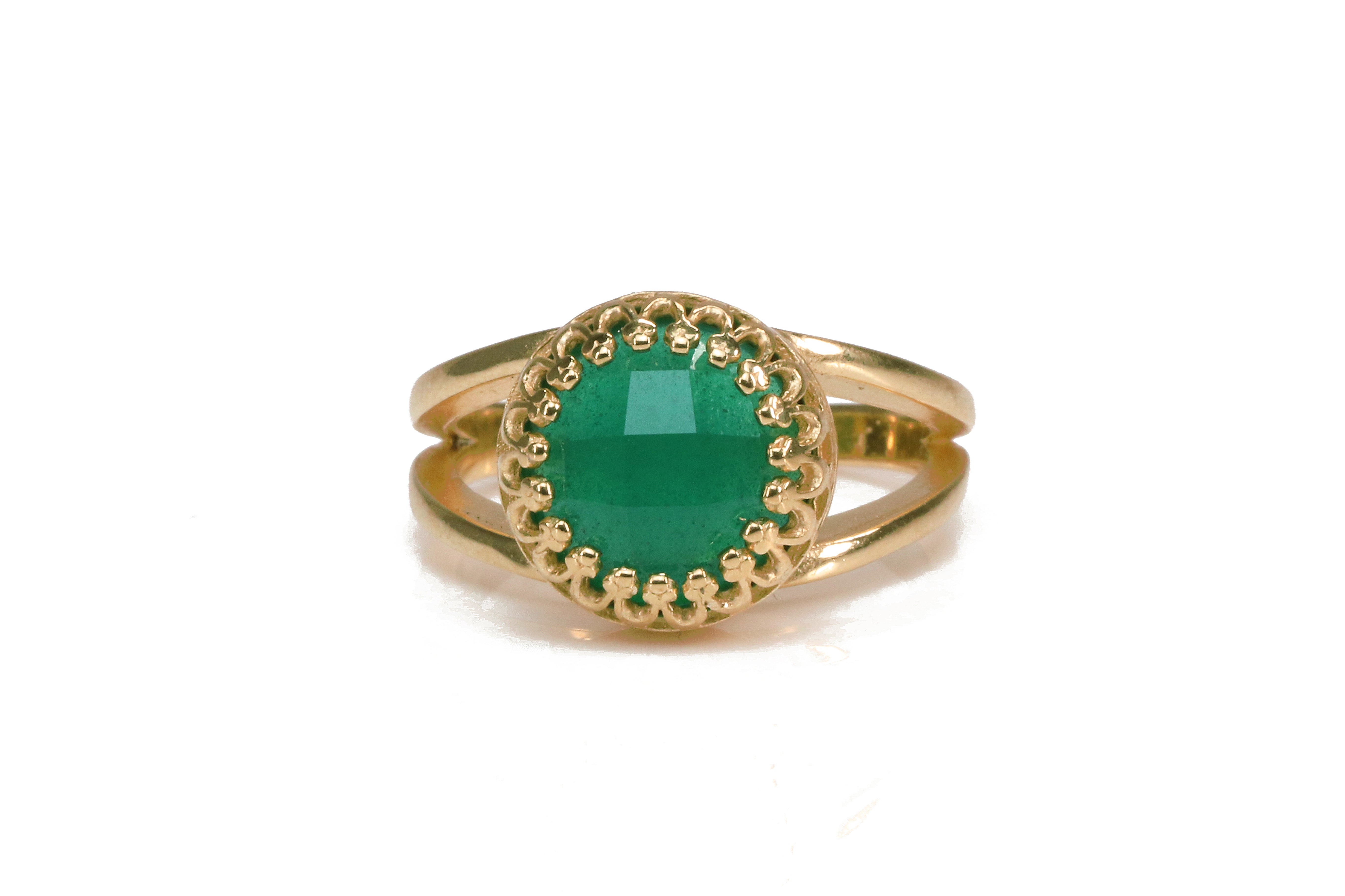 Rose Gold Filled Ring with Green Onyx Rings Anemone Jewelry