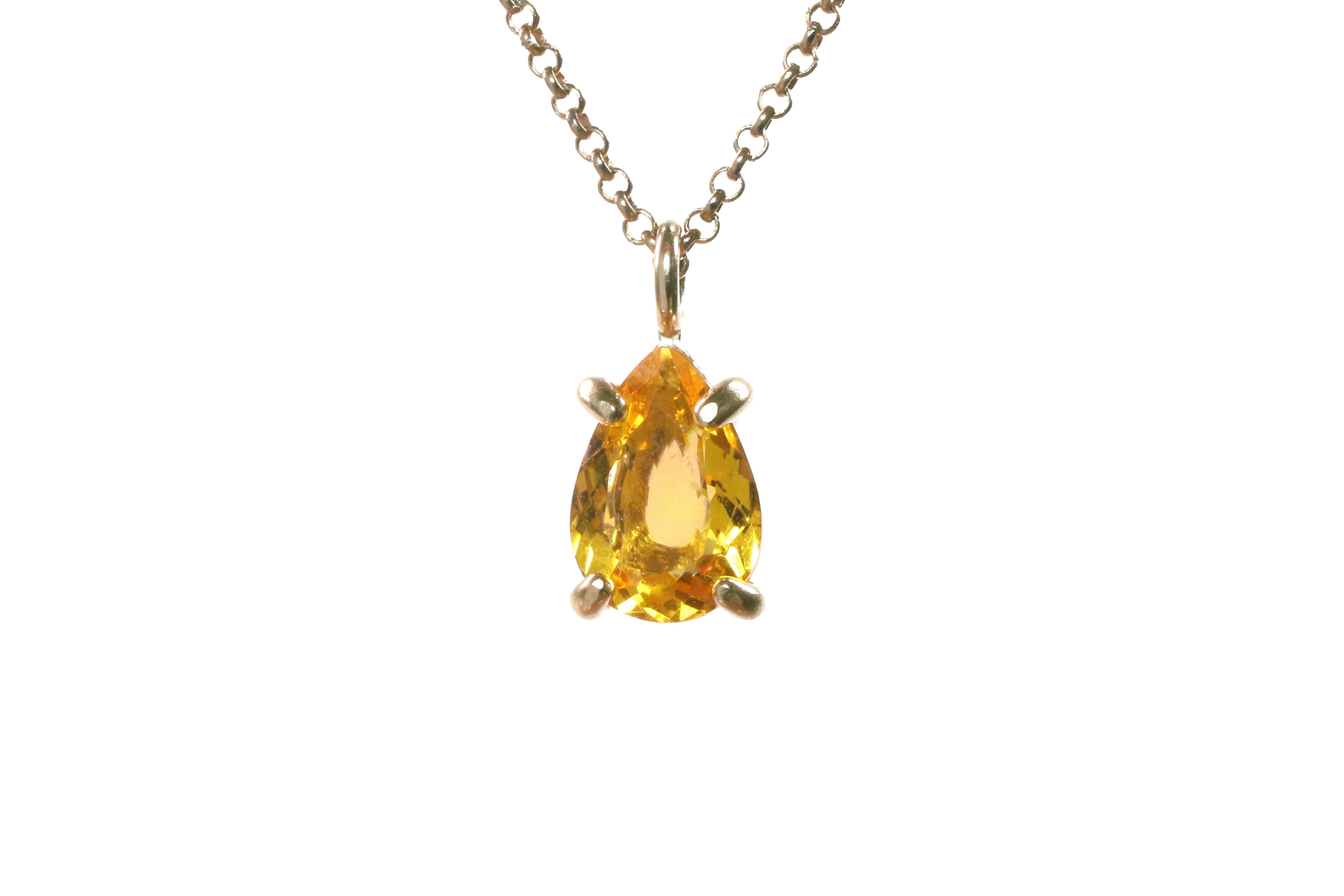 Simple Pear Citrine Pendant Necklace in Gold necklaces Anemone Unique