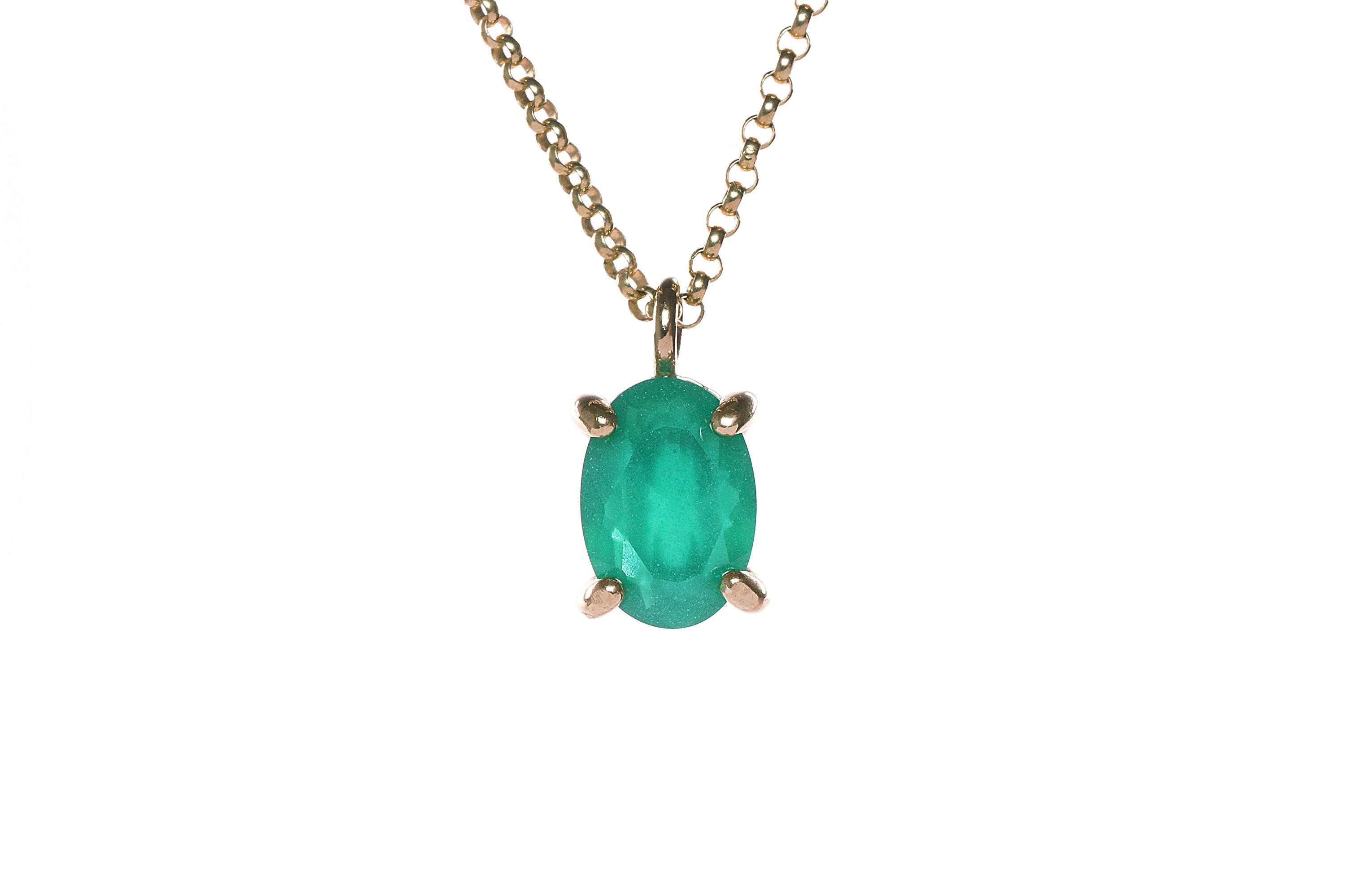 Artisan Gold Green Onyx Necklace necklaces Anemone Unique