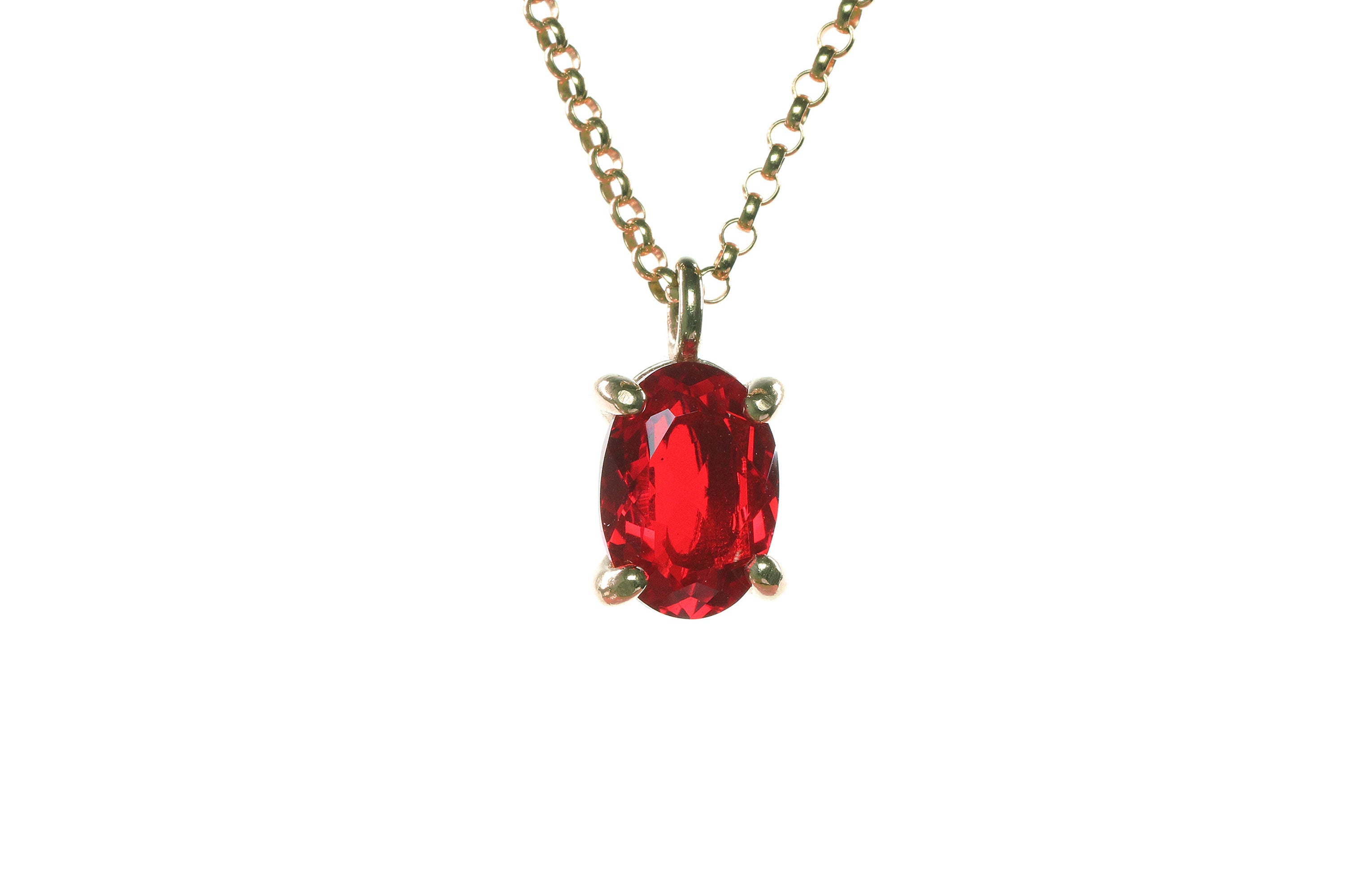 Rich Red Ruby Pendant Gold Necklace necklaces Anemone Unique