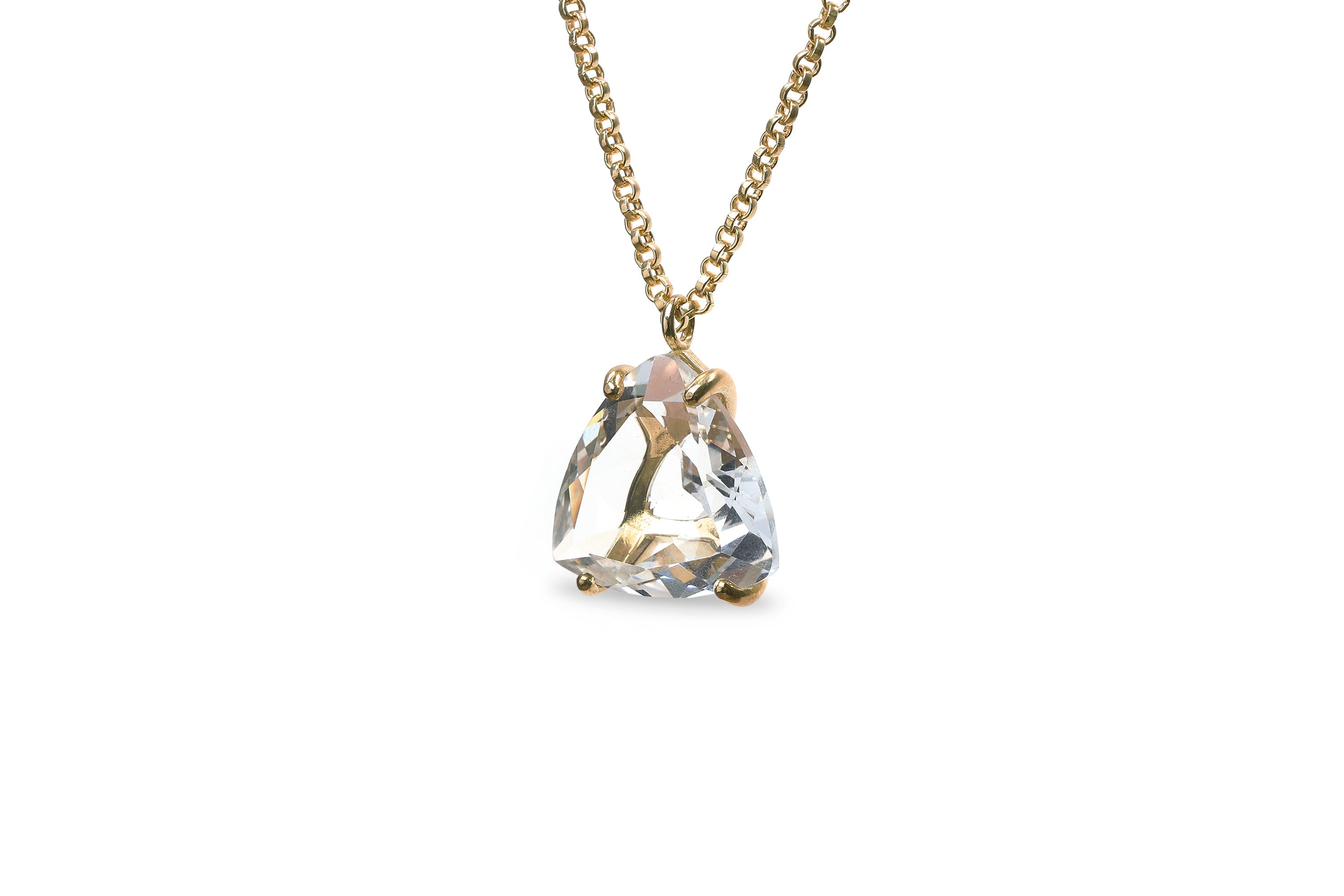 Trillion Clear Quartz Necklace in 14k Gold necklaces Anemone Jewelry