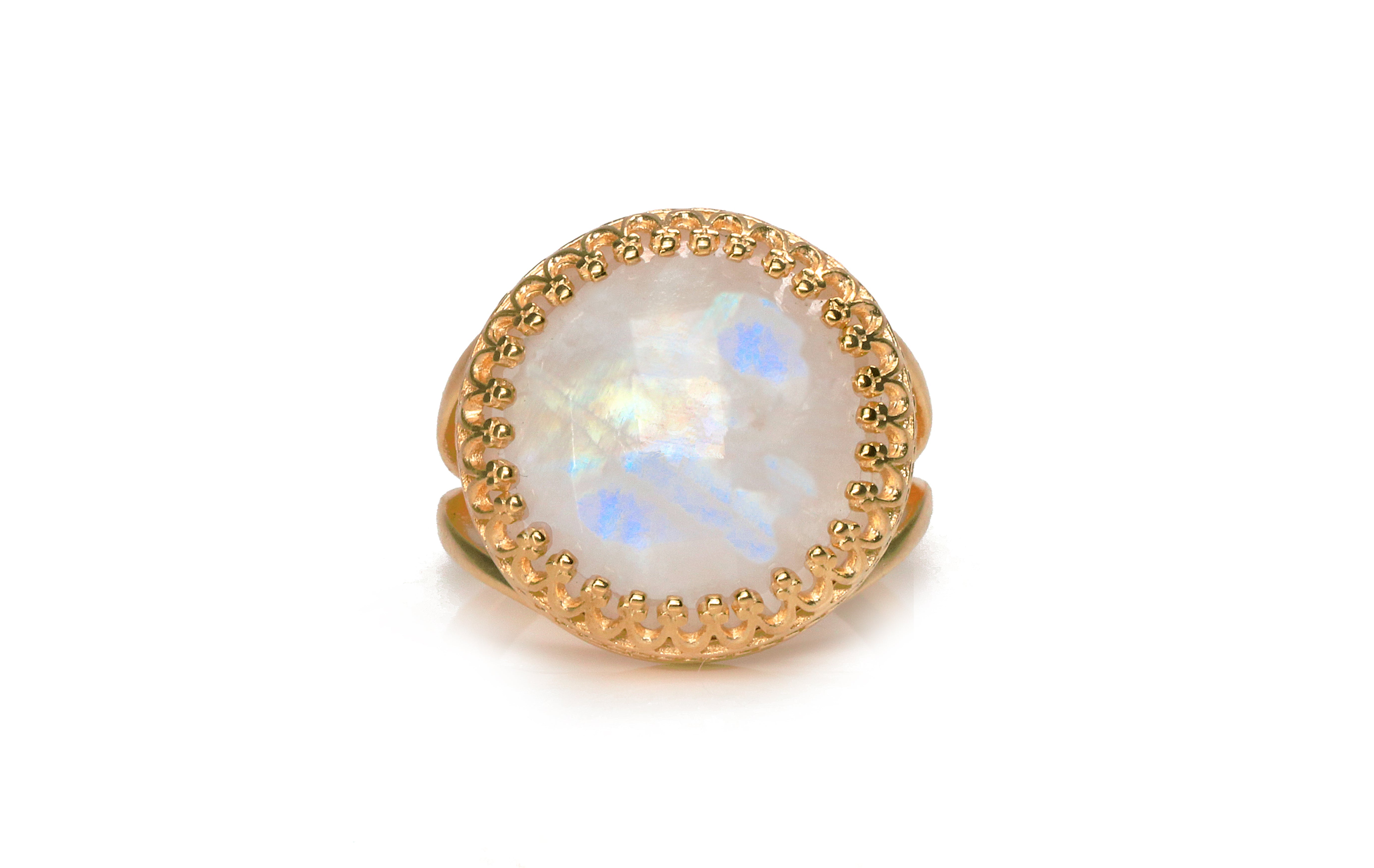 Statement Rose Gold Ring with Moonstone Gemstone Rings Anemone Jewelry