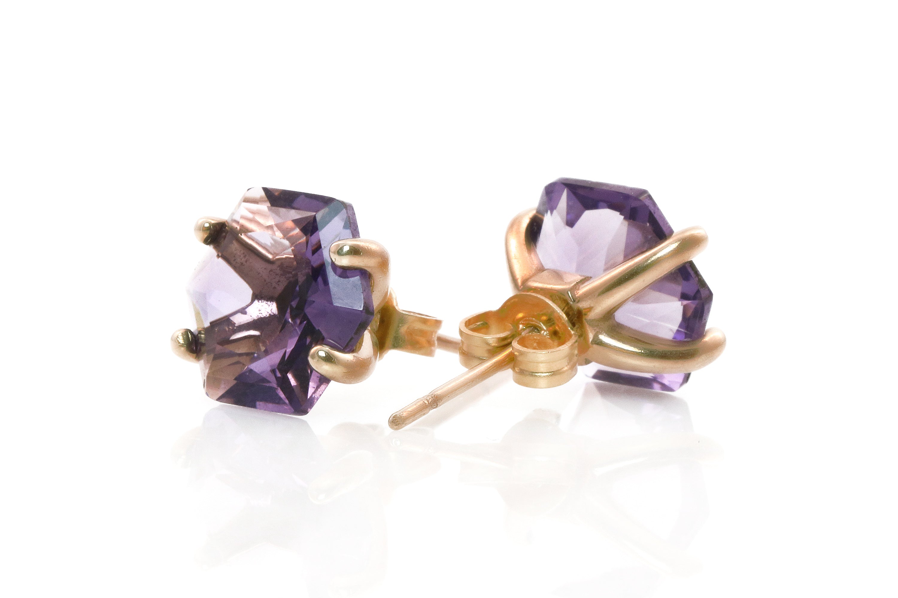Lovely Amethyst Stud Earrings in Gold Earrings Anemone Unique