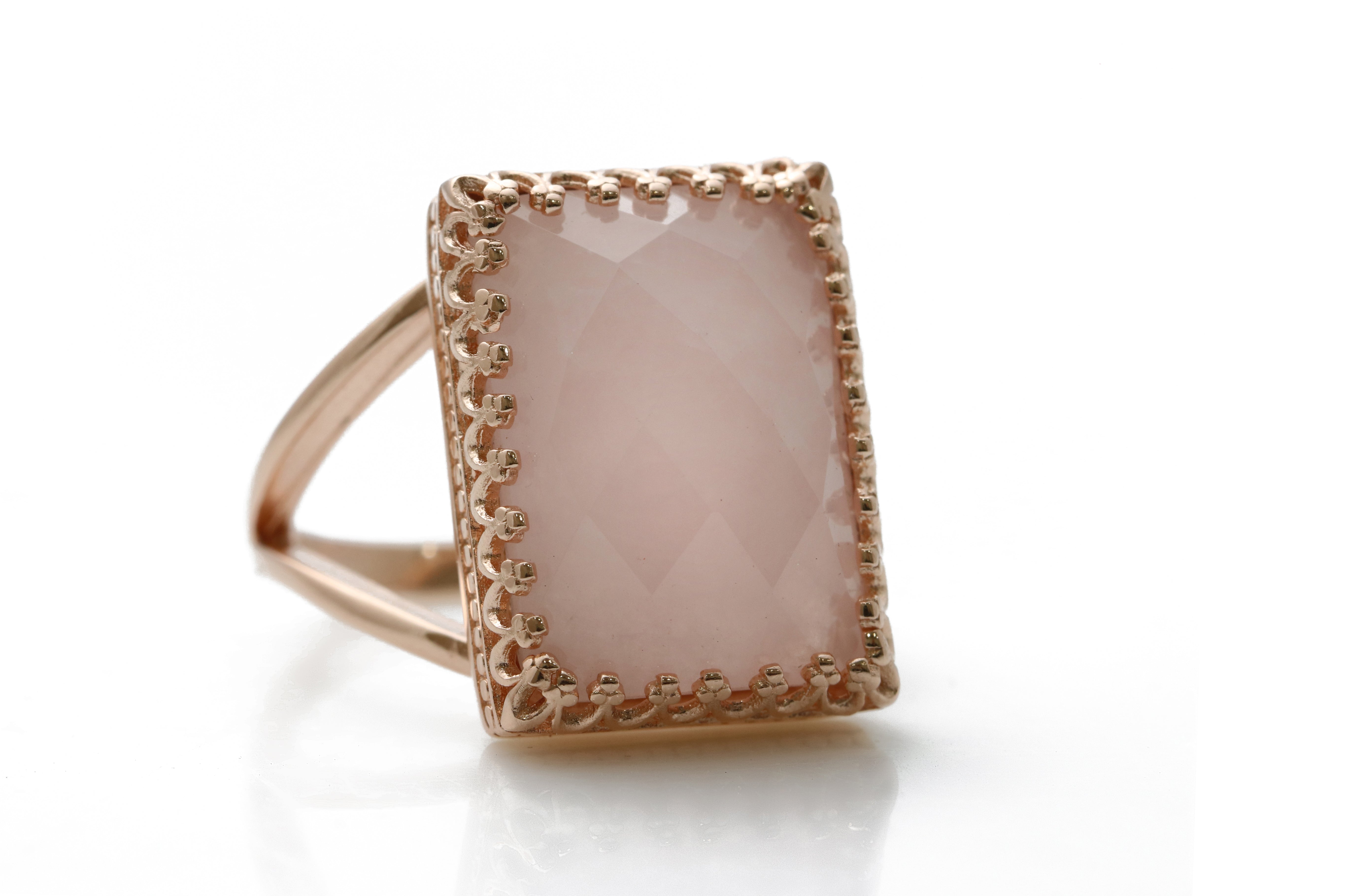 Classy Rose Quartz Ring in Rose Gold Rings Anemone Jewelry