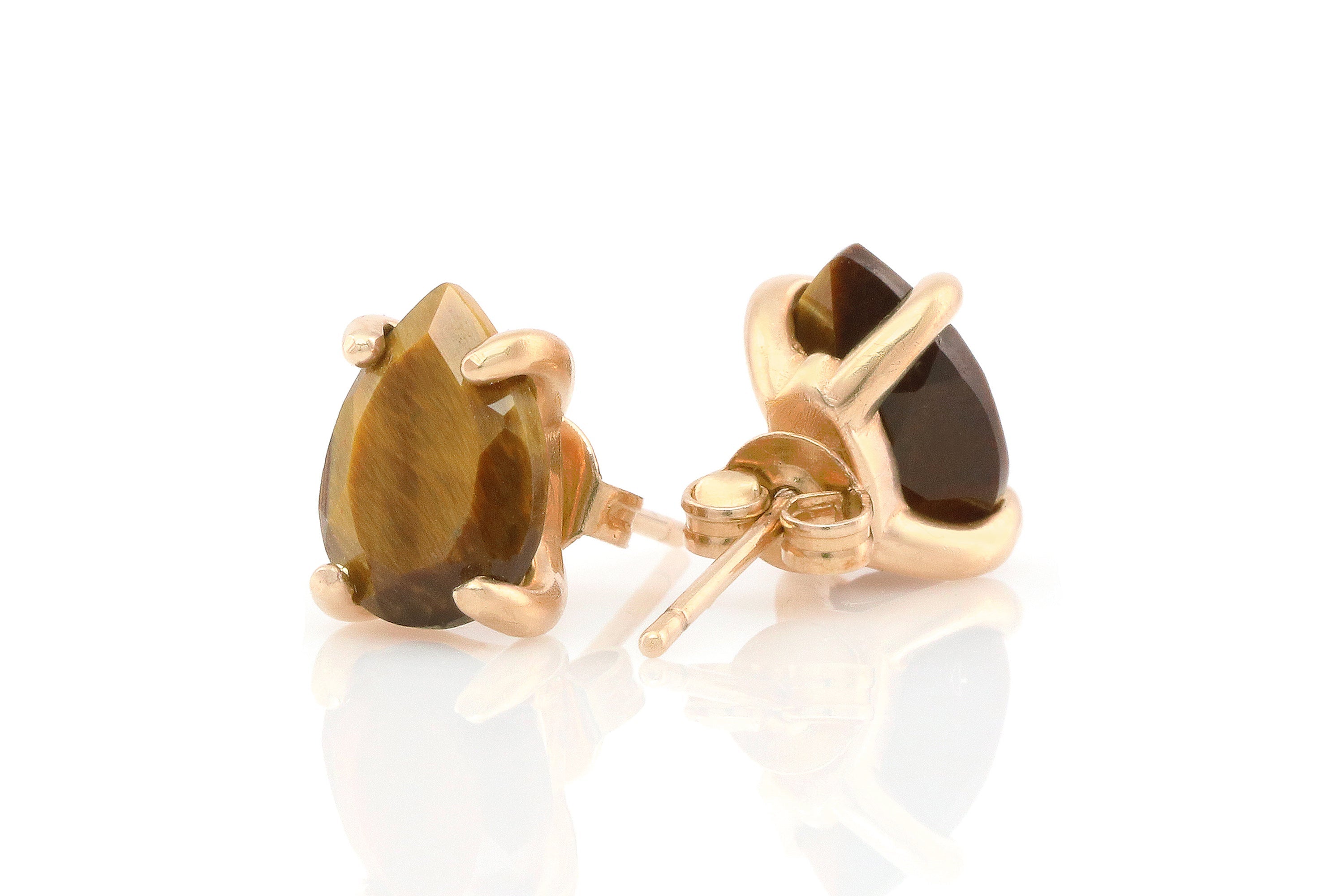 Dainty Tiger Eye Earrings in Gold Earrings Anemone Unique