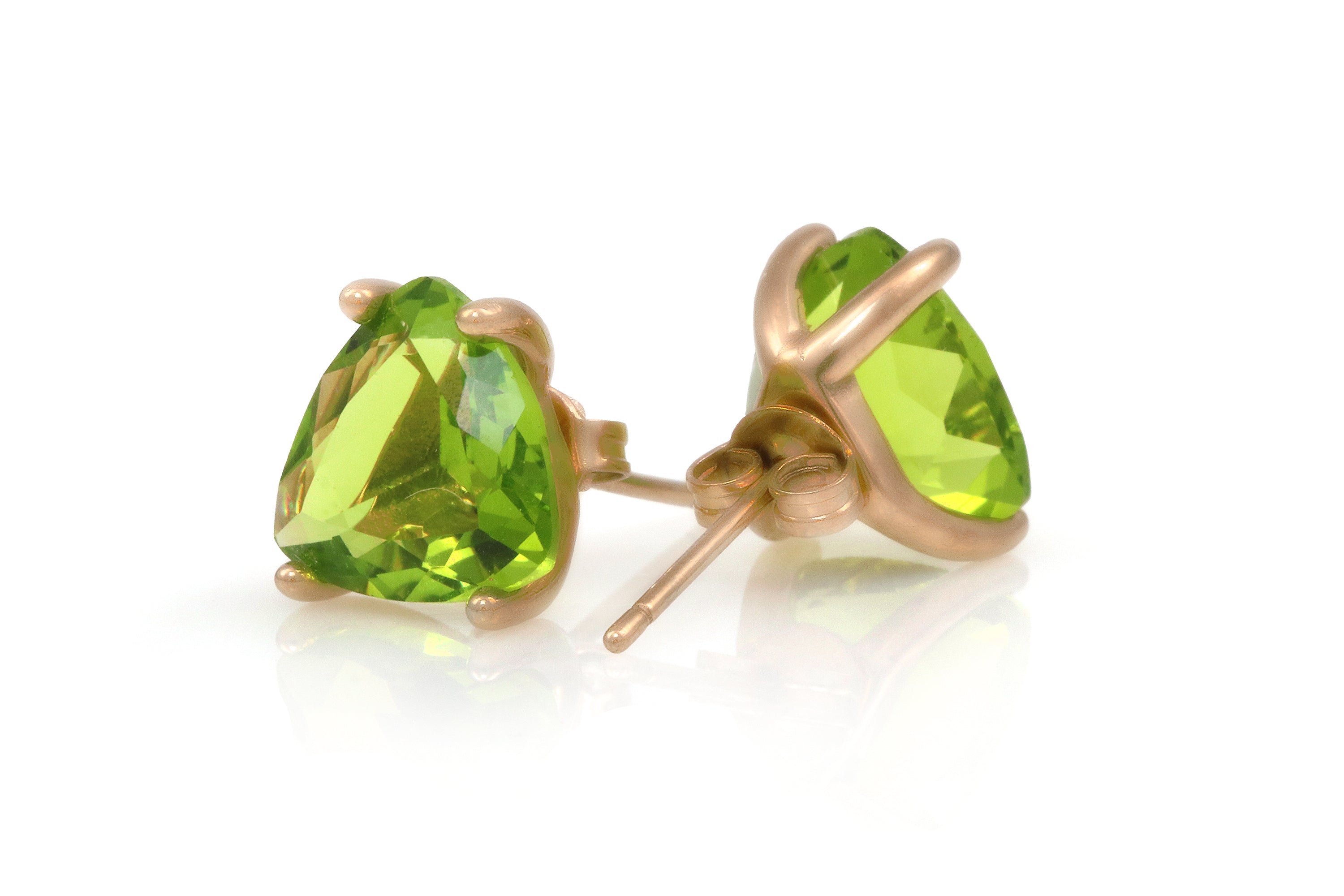 Handmade Peridot Stud Rose Gold Earrings Earrings Anemone Unique