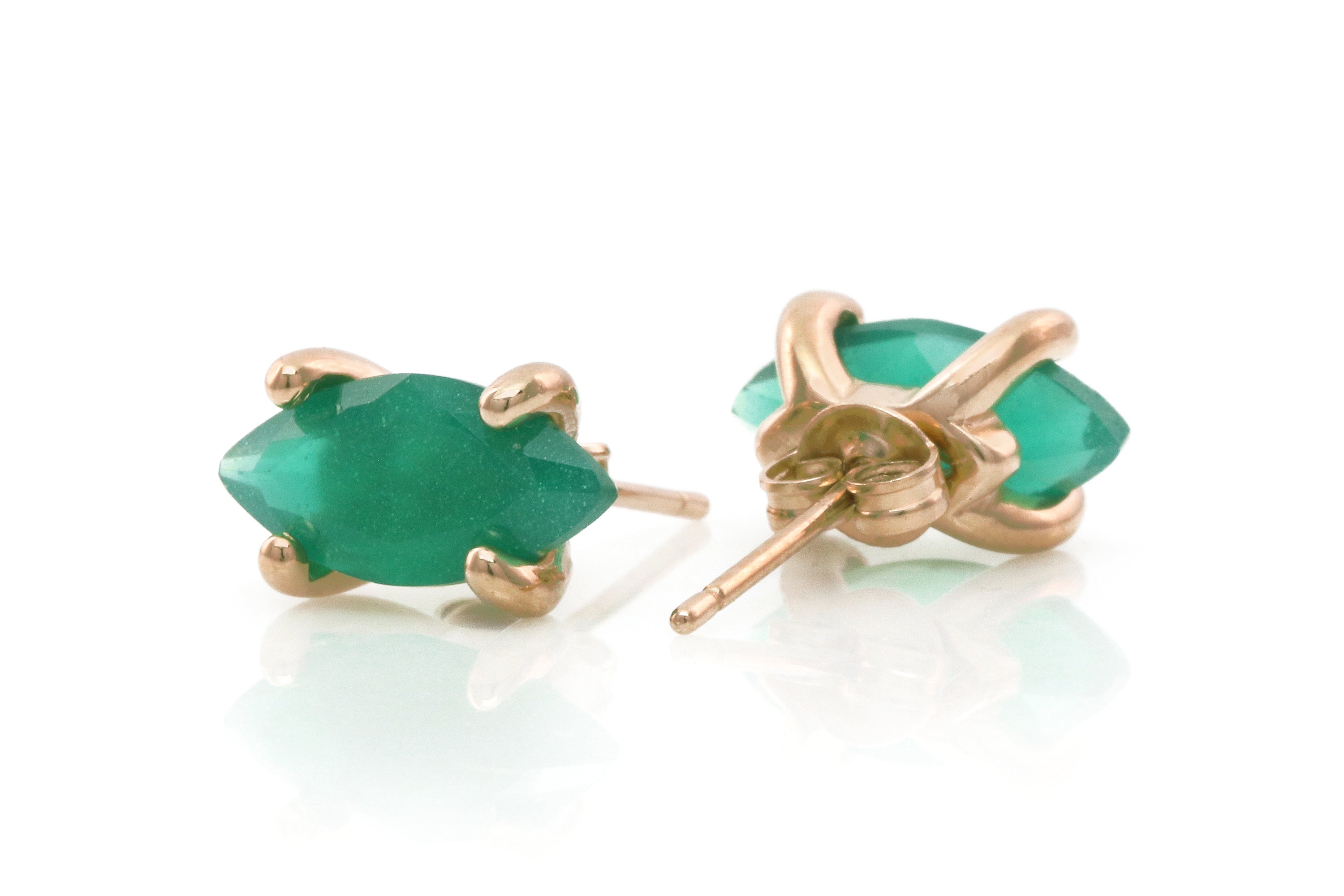 Green Onyx Gold Stud Earrings Earrings Anemone Unique