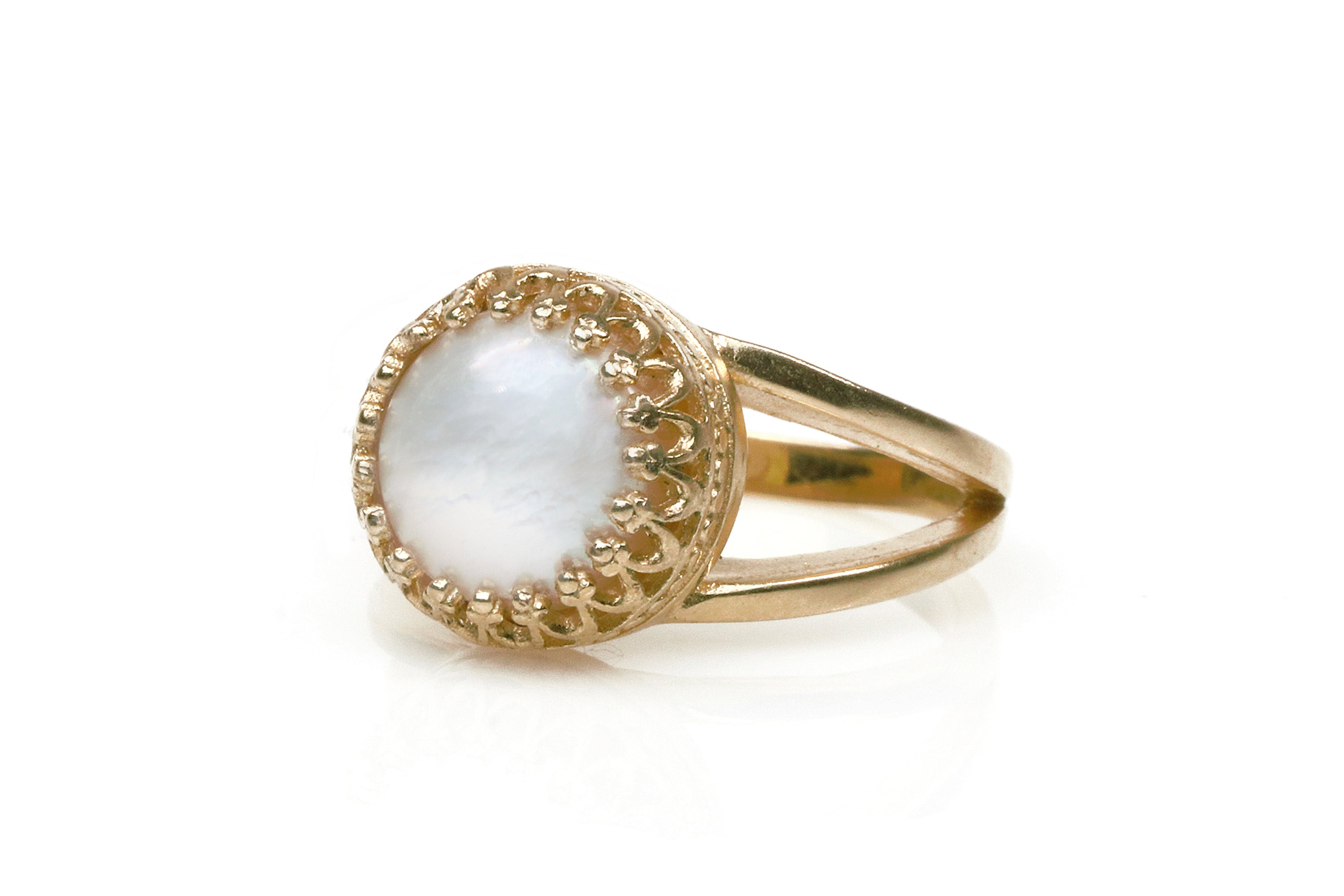 Intricate Mother of Pearl Sterling Silver Rings Rings Anemone Jewelry