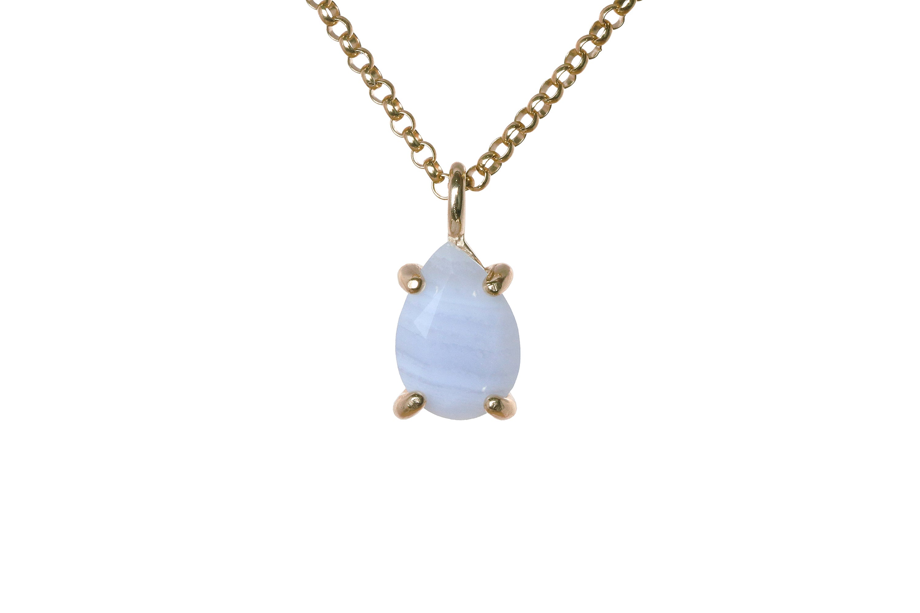 Adorable Blue Lace Agate Gold Necklace necklaces Anemone Unique