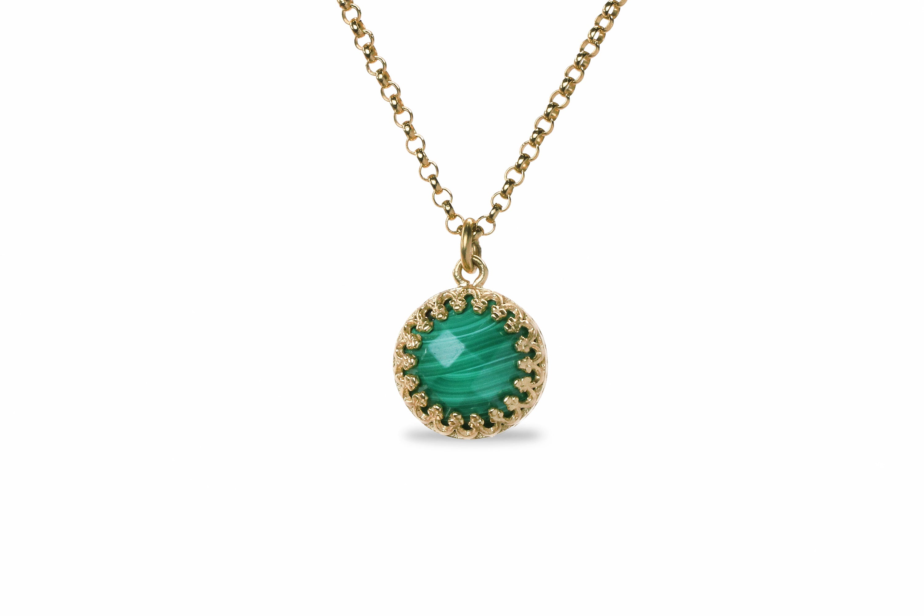 Round Malachite 14k Gold Filled Necklace necklaces Anemone Jewelry