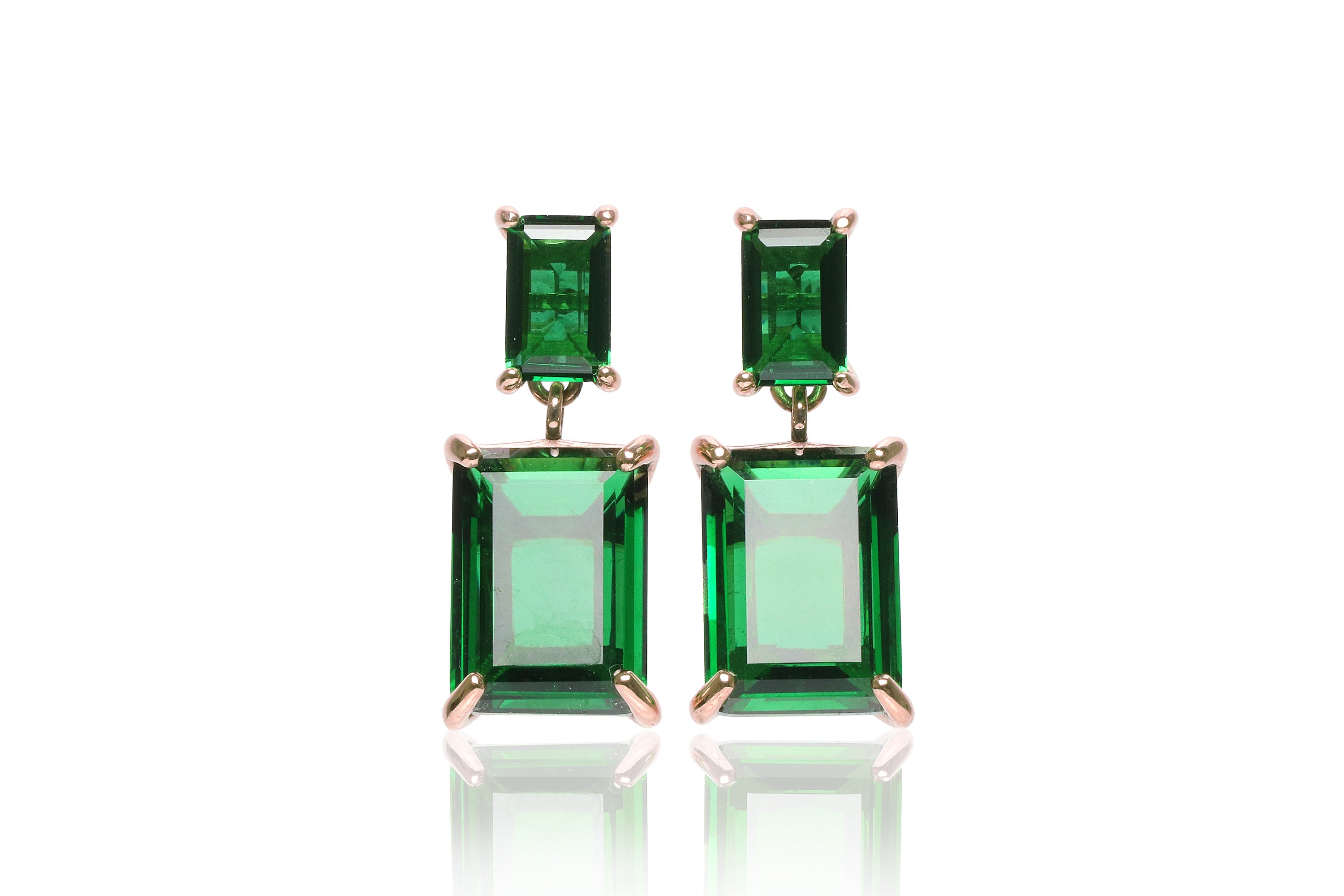 Exquisite Long Emerald Sterling Silver Earrings Earrings Anemone Jewelry