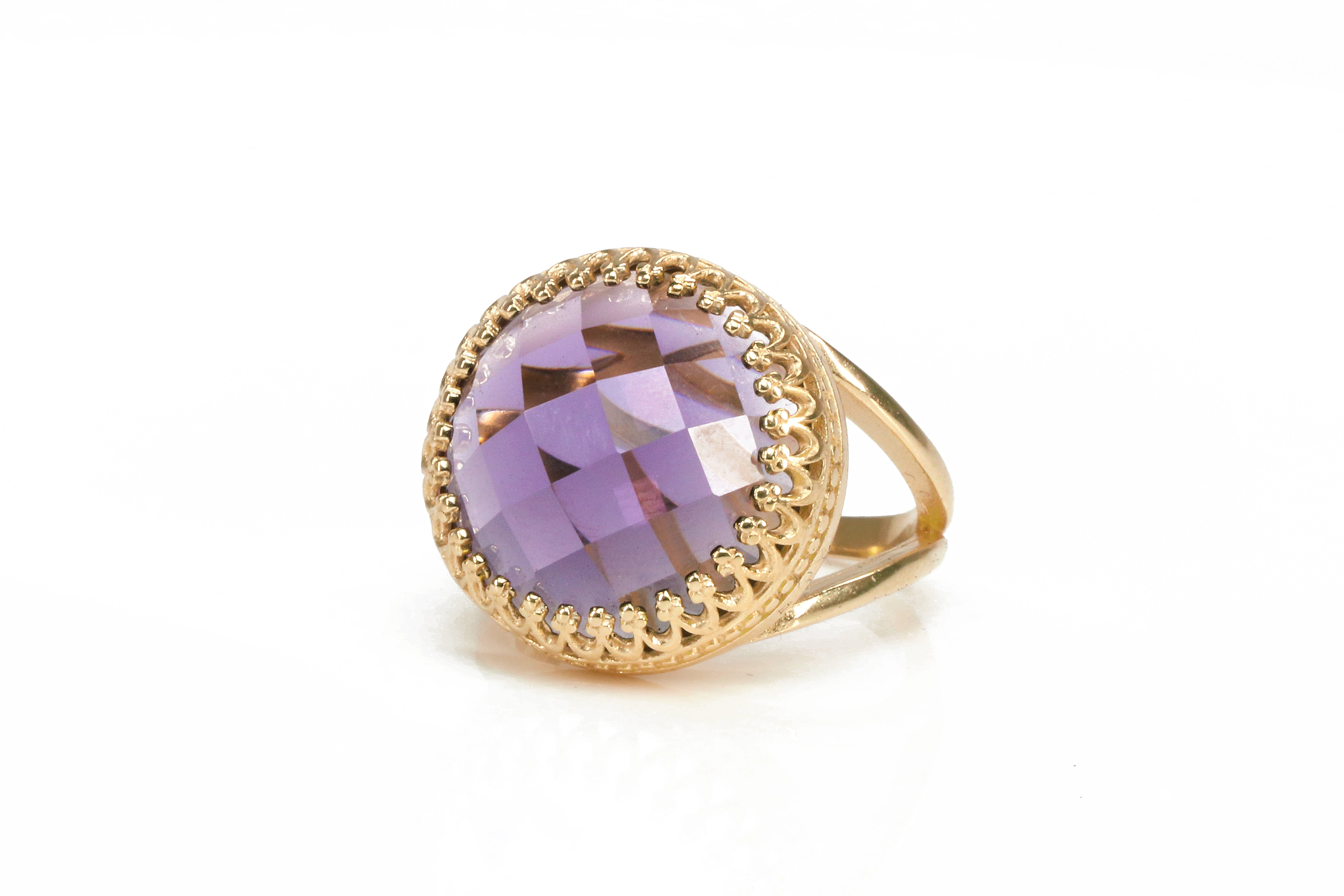Attractive Purple Amethyst Ring in 925 Sterling Silver Rings Anemone Jewelry