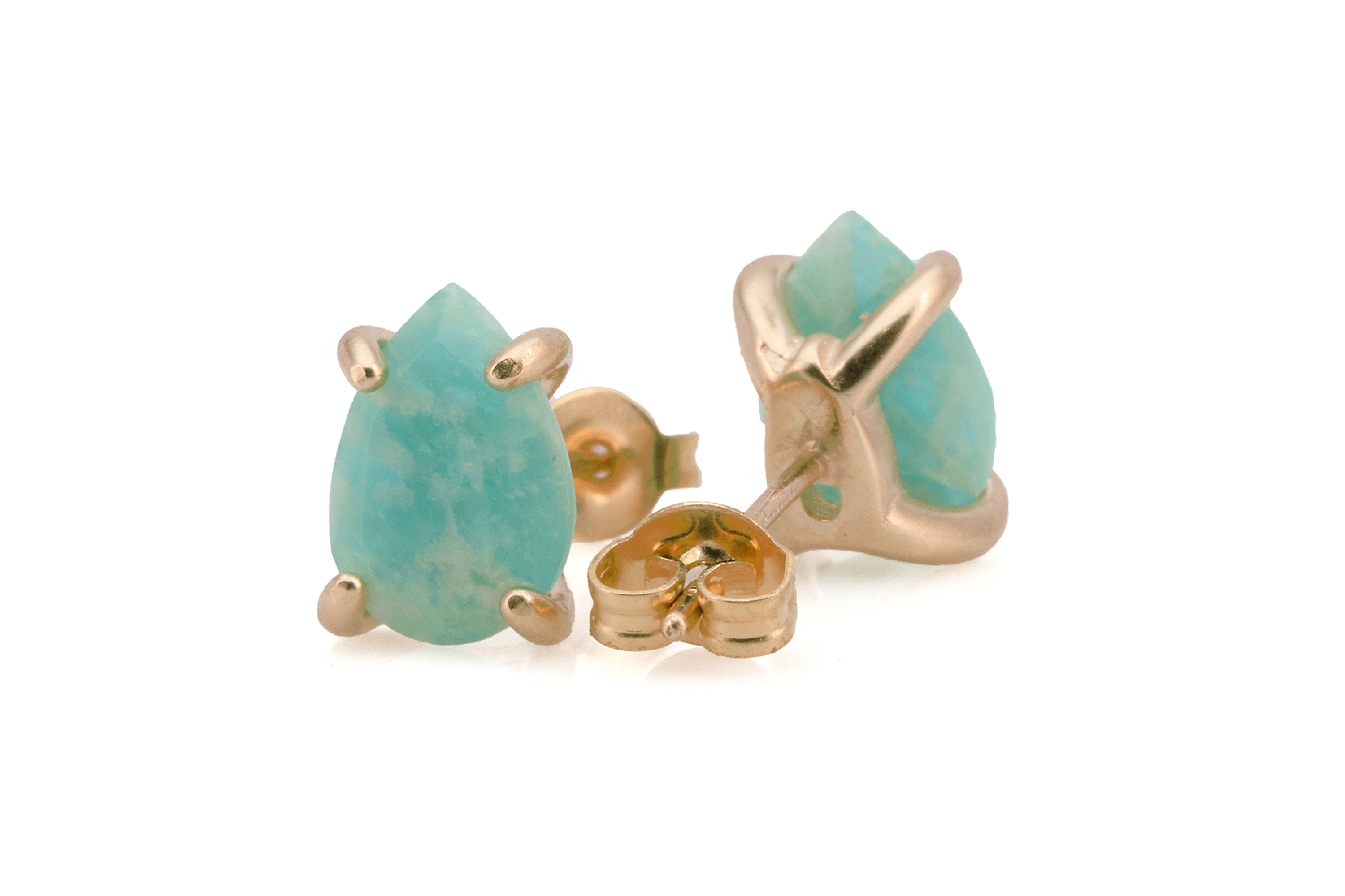 Chic Stud Amazonite Earrings in Gold Earrings Anemone Unique