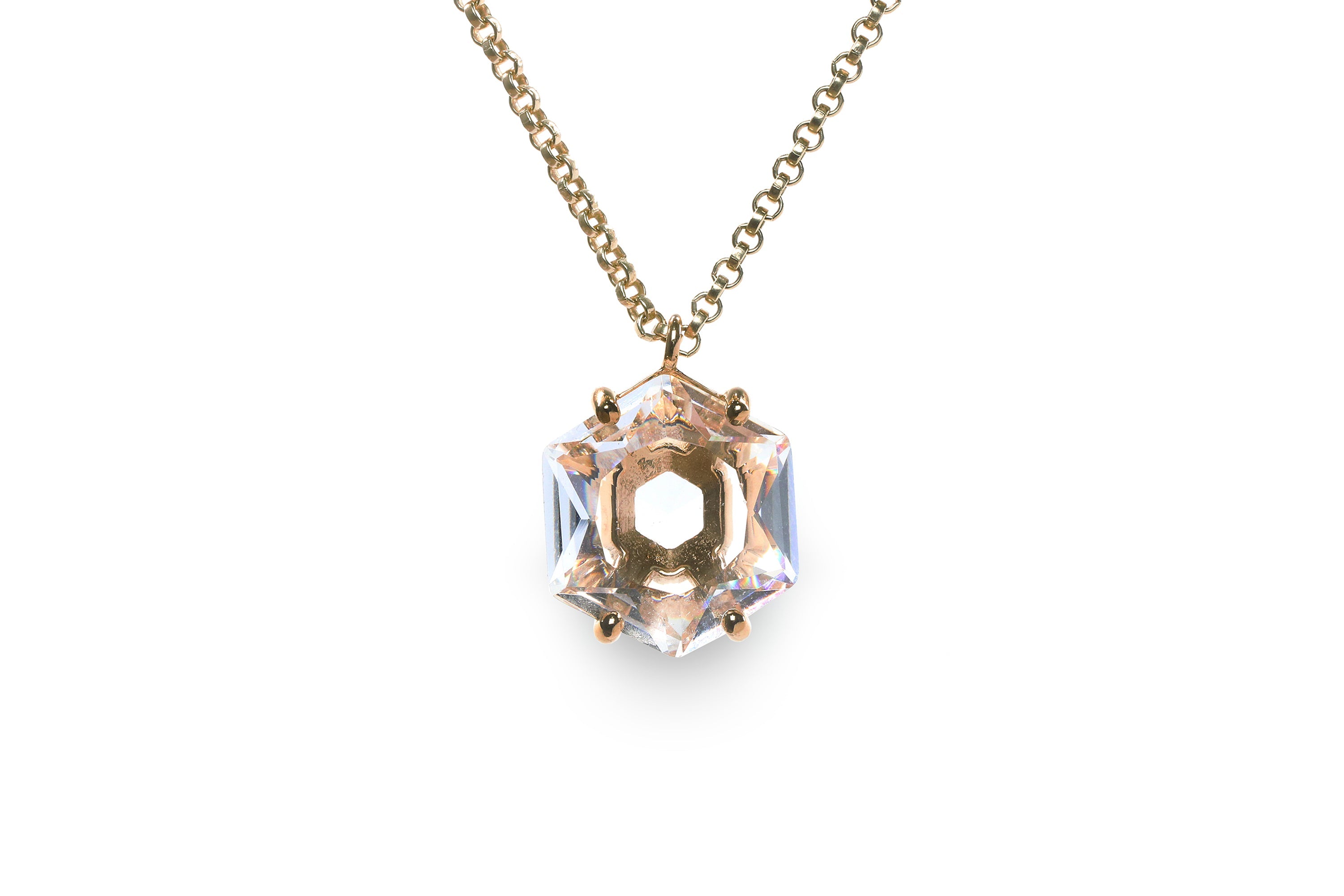 Hexagon Quartz Crystal Necklace in Gold necklaces Anemone Jewelry