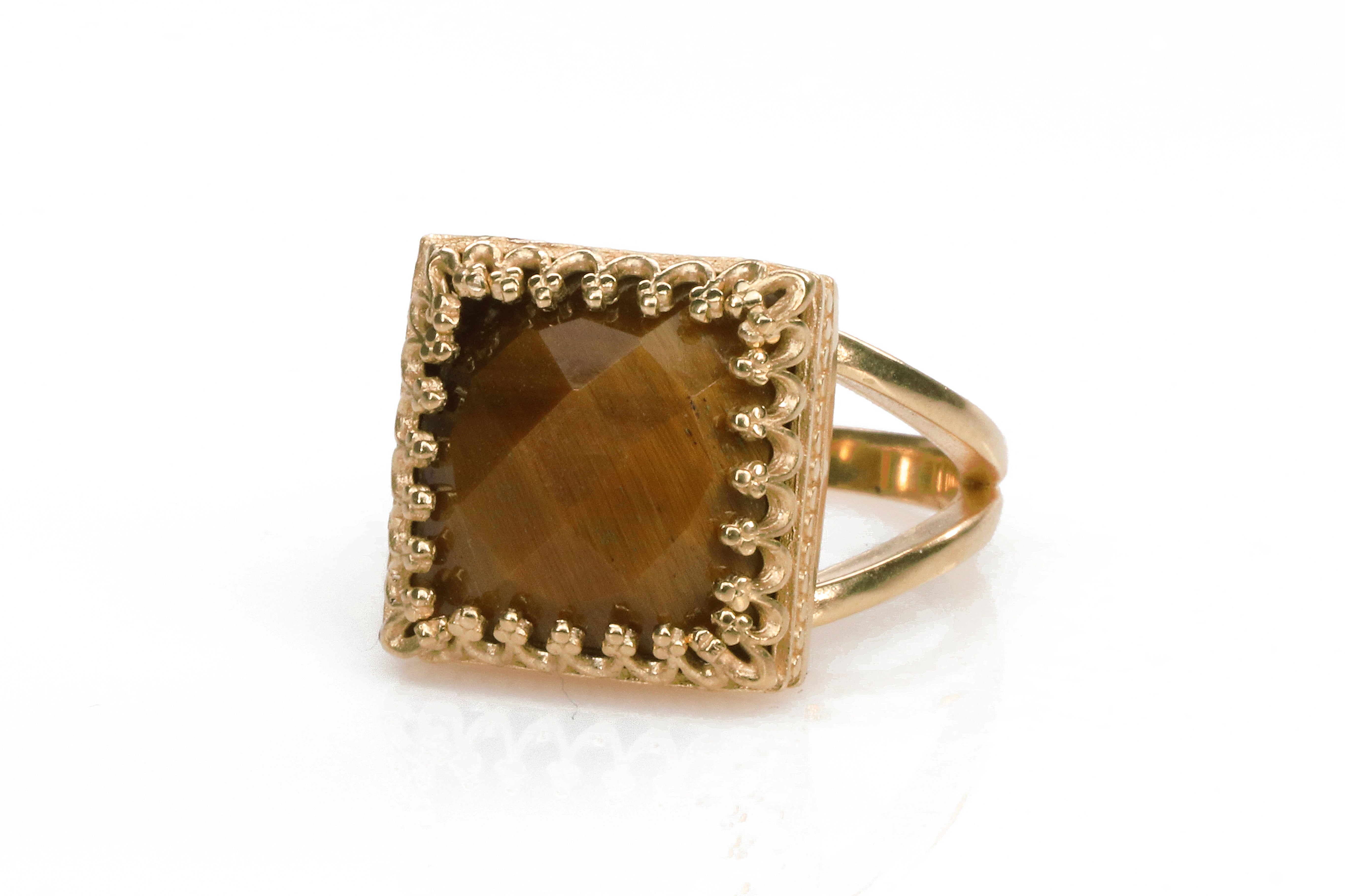 Natural Tiger Eye in 925 Sterling Silver Rings Anemone Jewelry