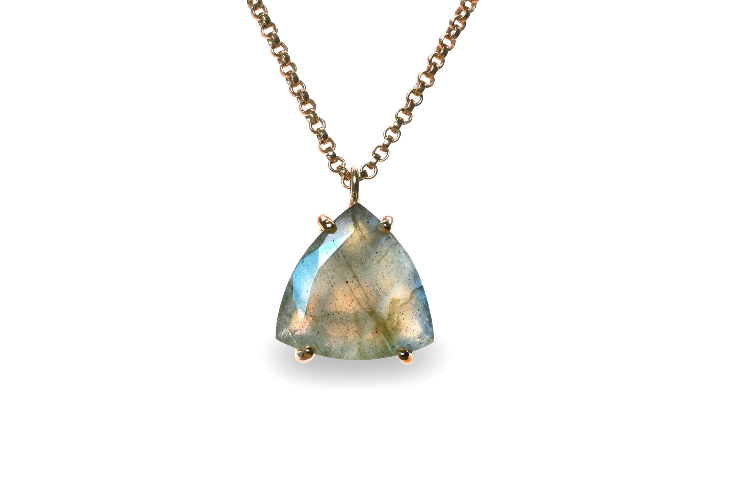 Triangle Labradorite Pendant Gold Necklace necklaces Anemone Jewelry