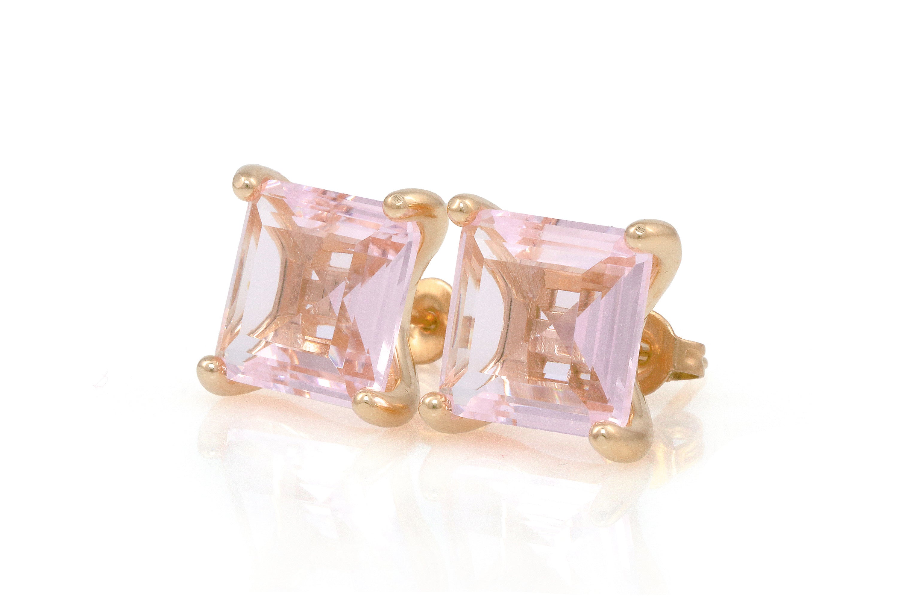 Chic Post Silver Earrings with Rose Quartz Earrings Anemone Unique