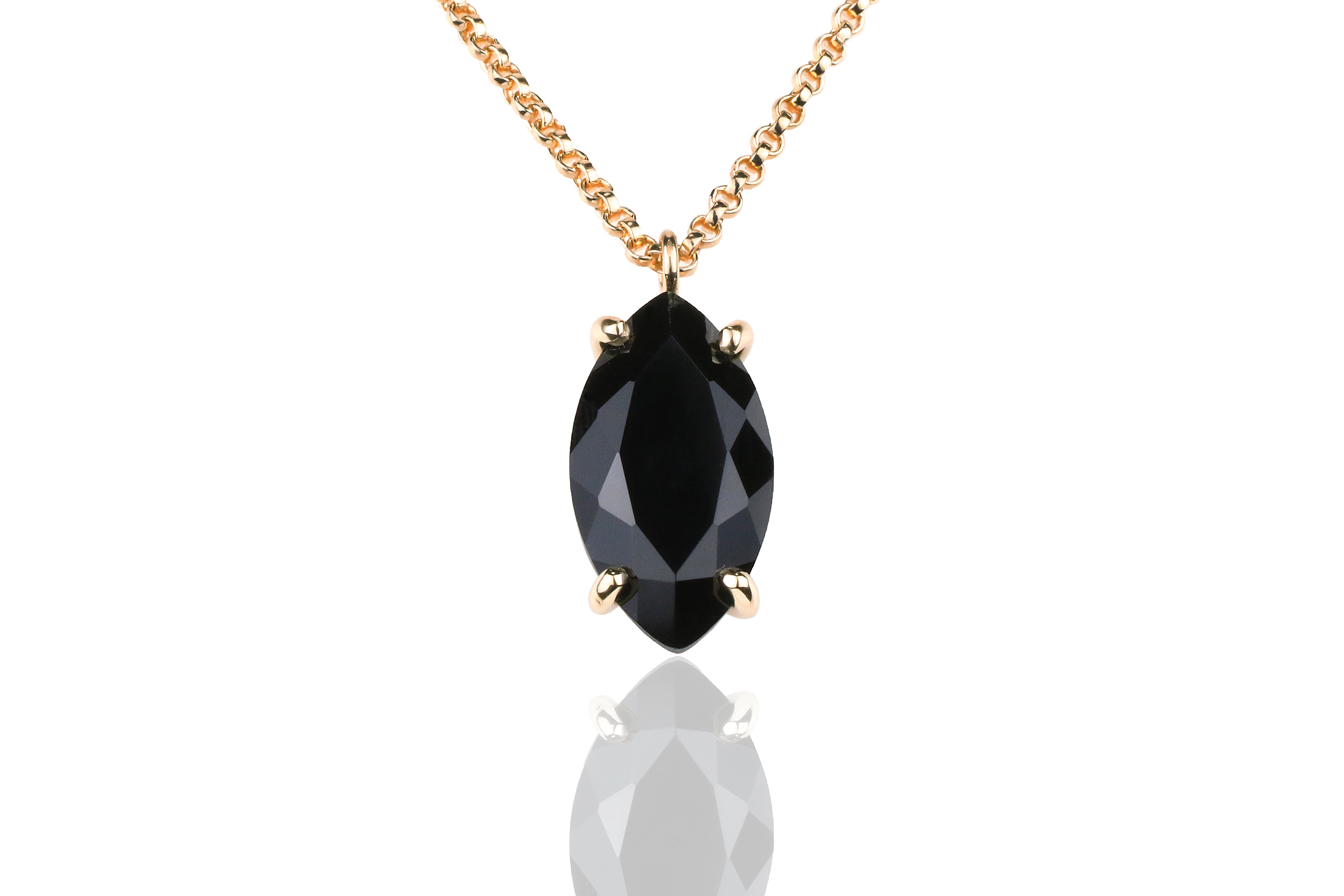 Marquise Black Onyx Necklace in 14k Gold Filled necklaces Anemone Jewelry
