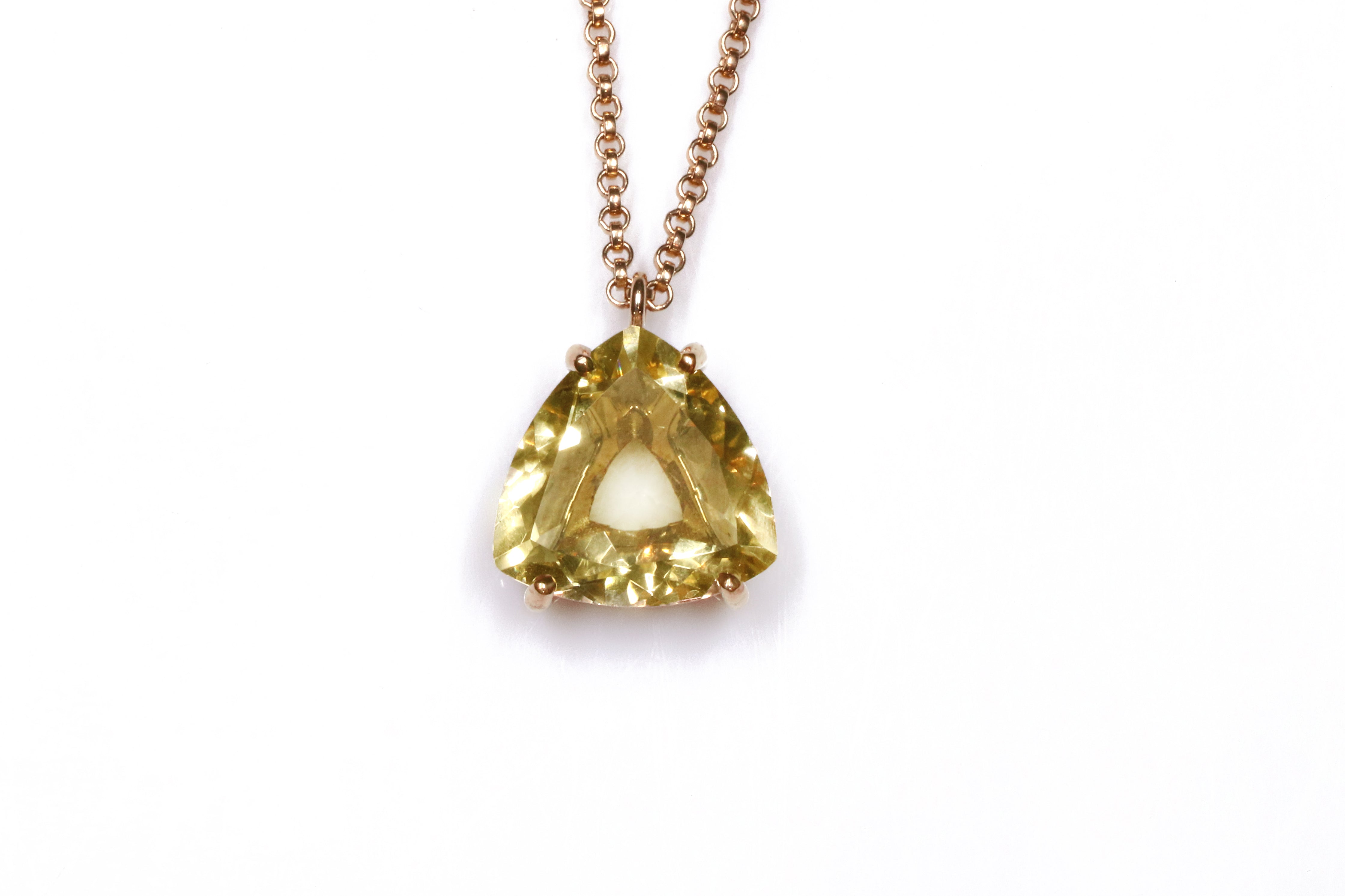 Yellow Quartz Trillion Gem Pendant Necklace necklaces Anemone Jewelry