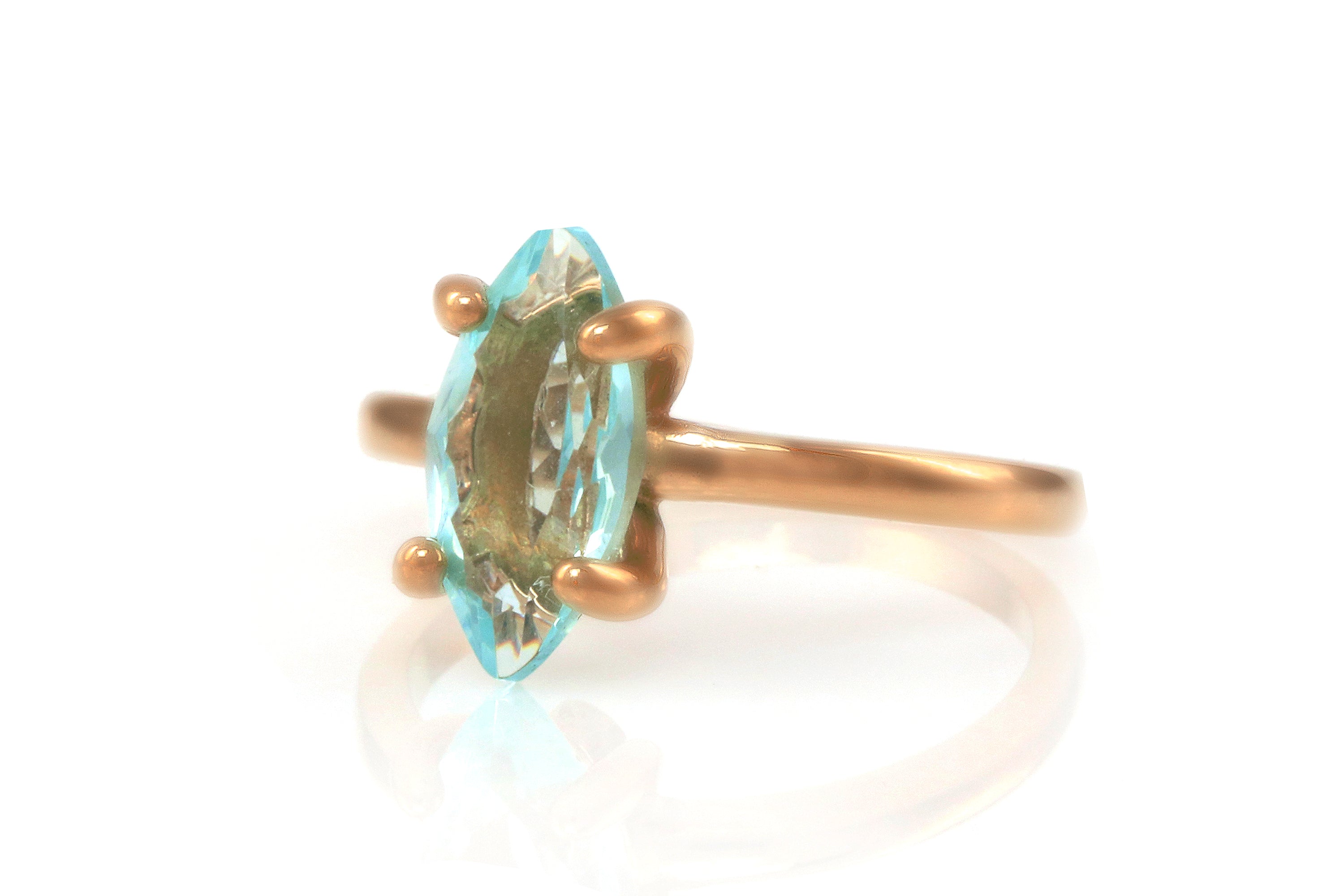 Unique Blue Topaz in 14K Rose Gold Ring Rings Anemone Unique