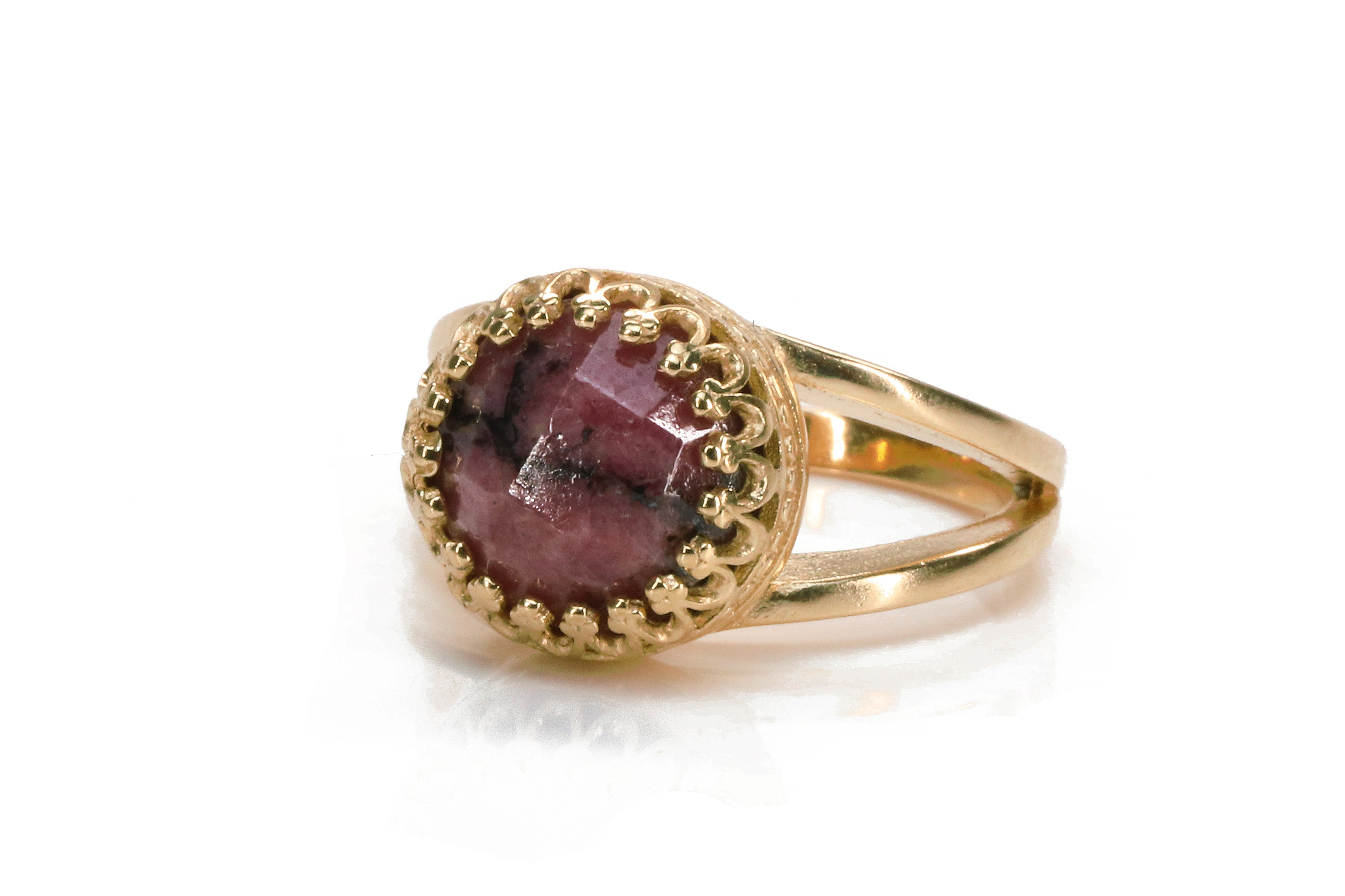 Pink Rhodonite Gemstone in 925 Sterling Silver Rings Anemone Jewelry