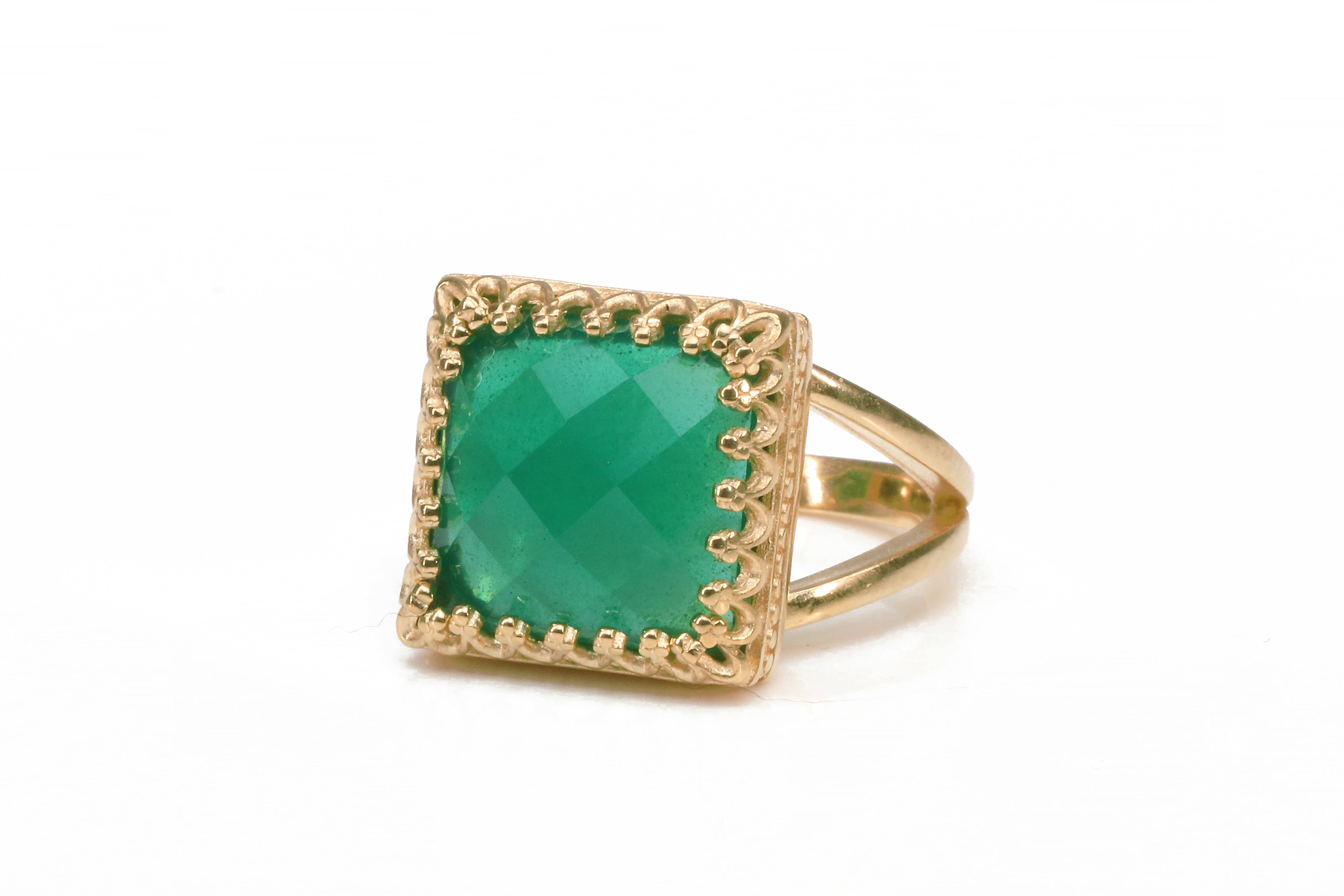 Green Onyx in 925 Sterling Silver Rings Anemone Jewelry