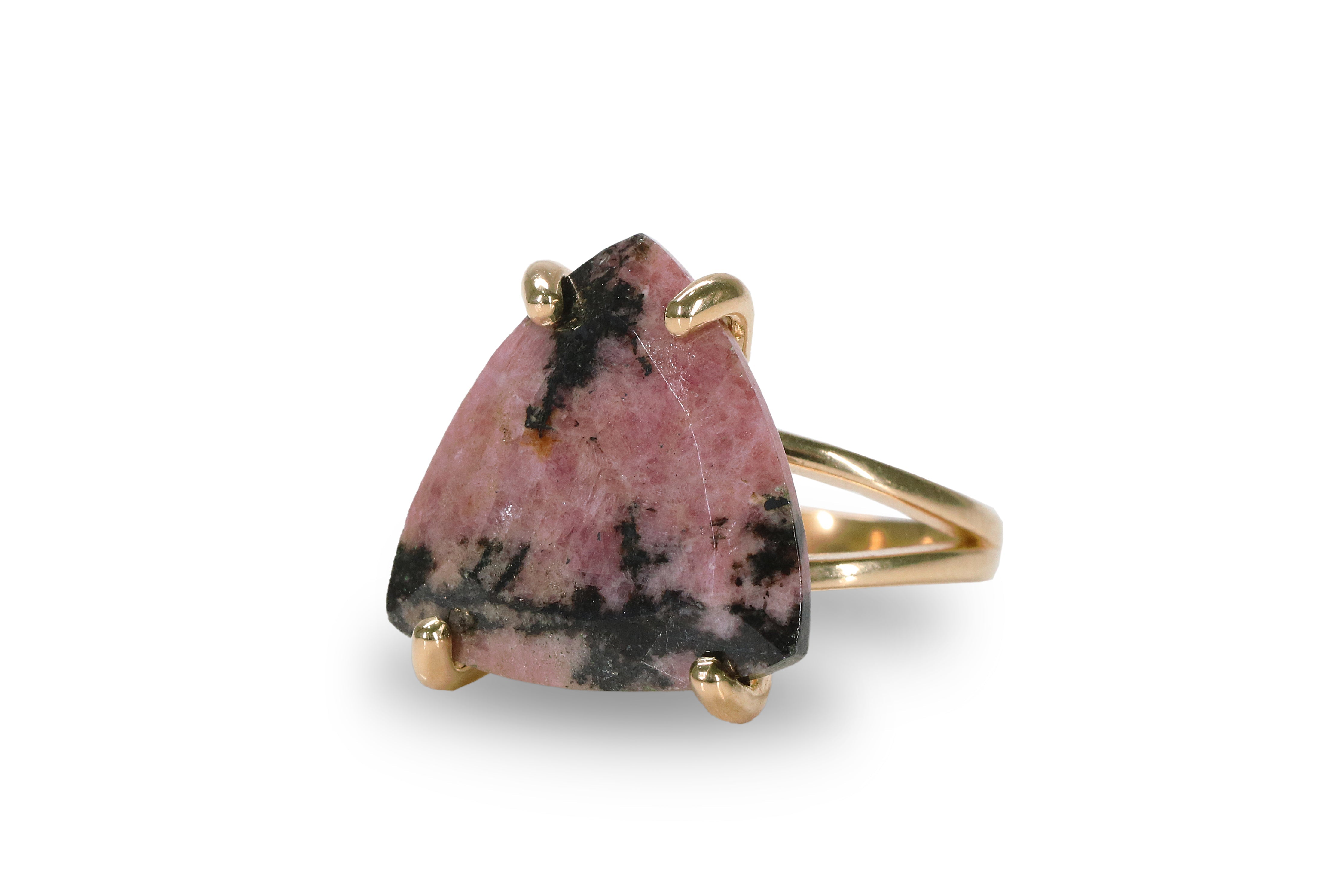 Rhodonite Ring with 925 Sterling Silver Ring Band Rings Anemone Jewelry