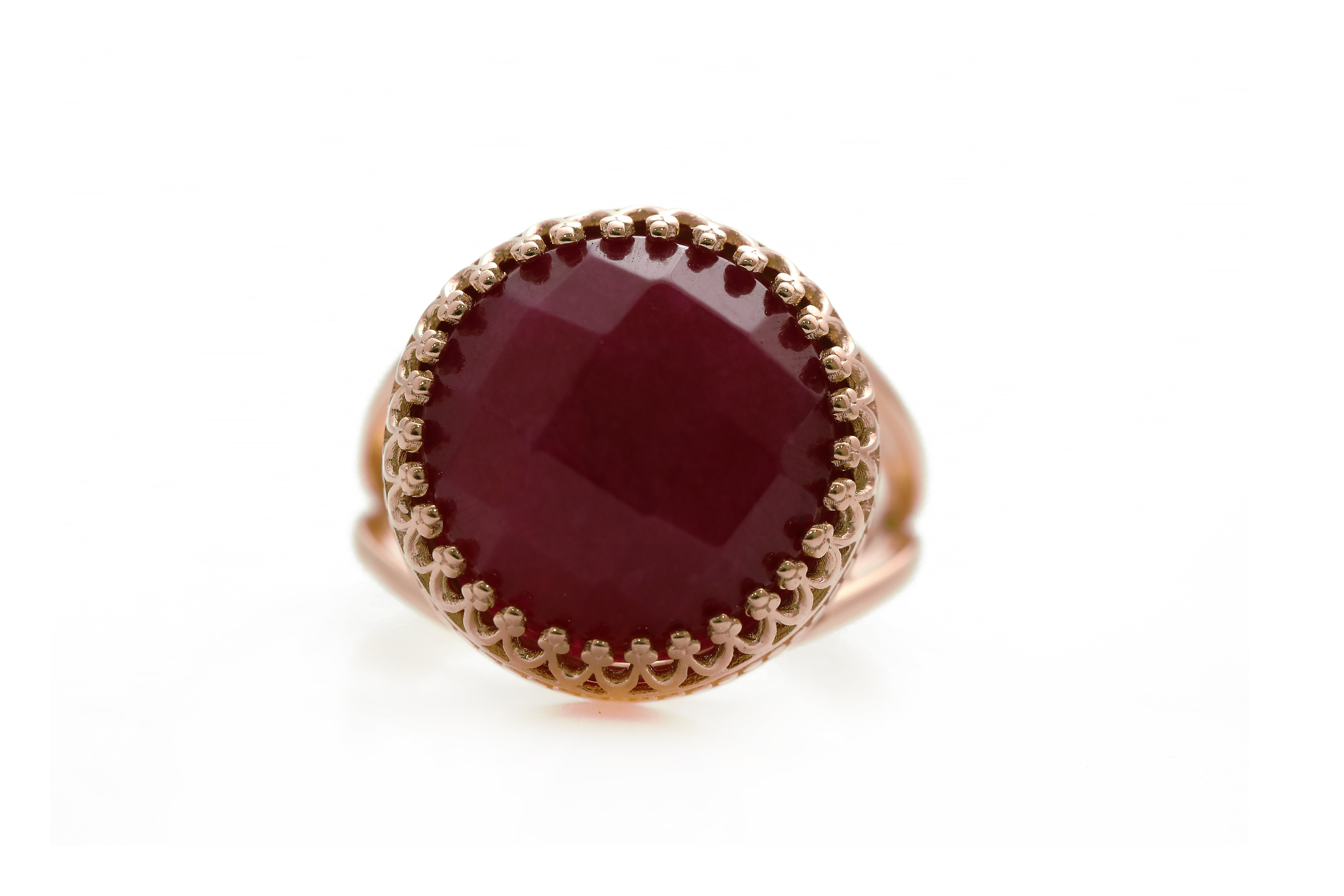 Statement Red Jade Ring in Rose Gold Rings Anemone Jewelry
