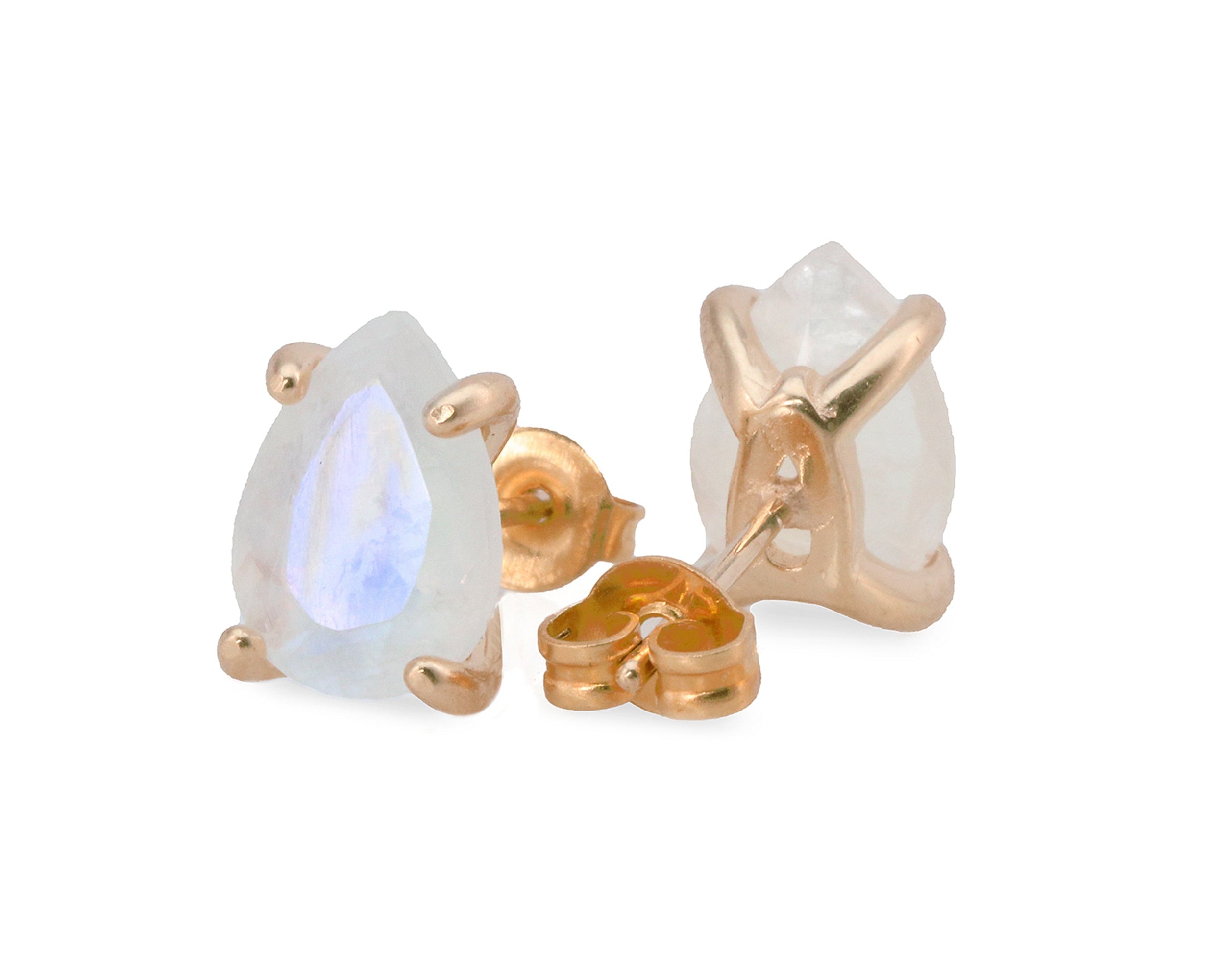 Chic Rainbow Moonstone Handmade Gold Stud Earrings Earrings Anemone Unique