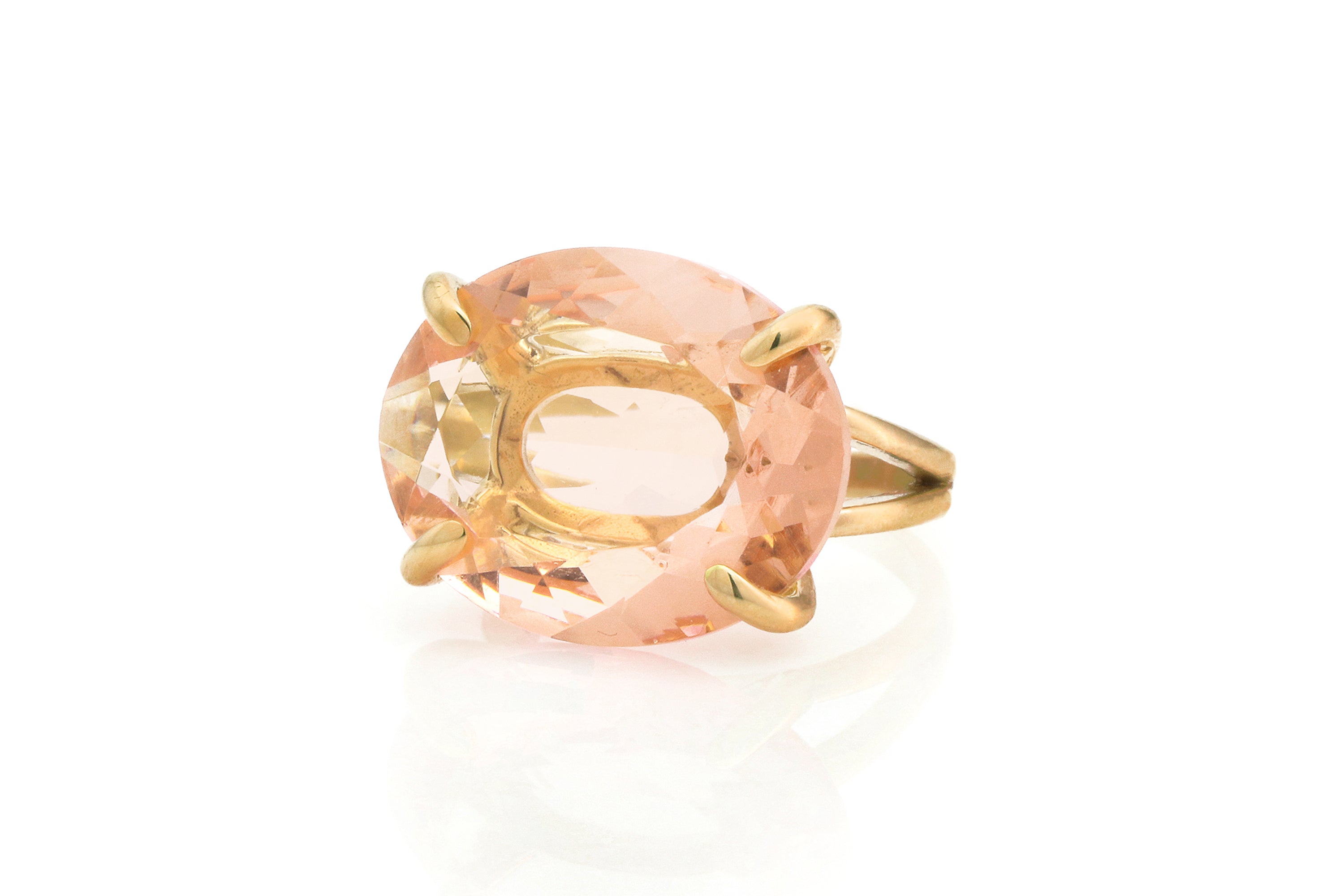 Handcrafted Statement Oval Morganite Ring in Rose Gold Rings Anemone Jewelry