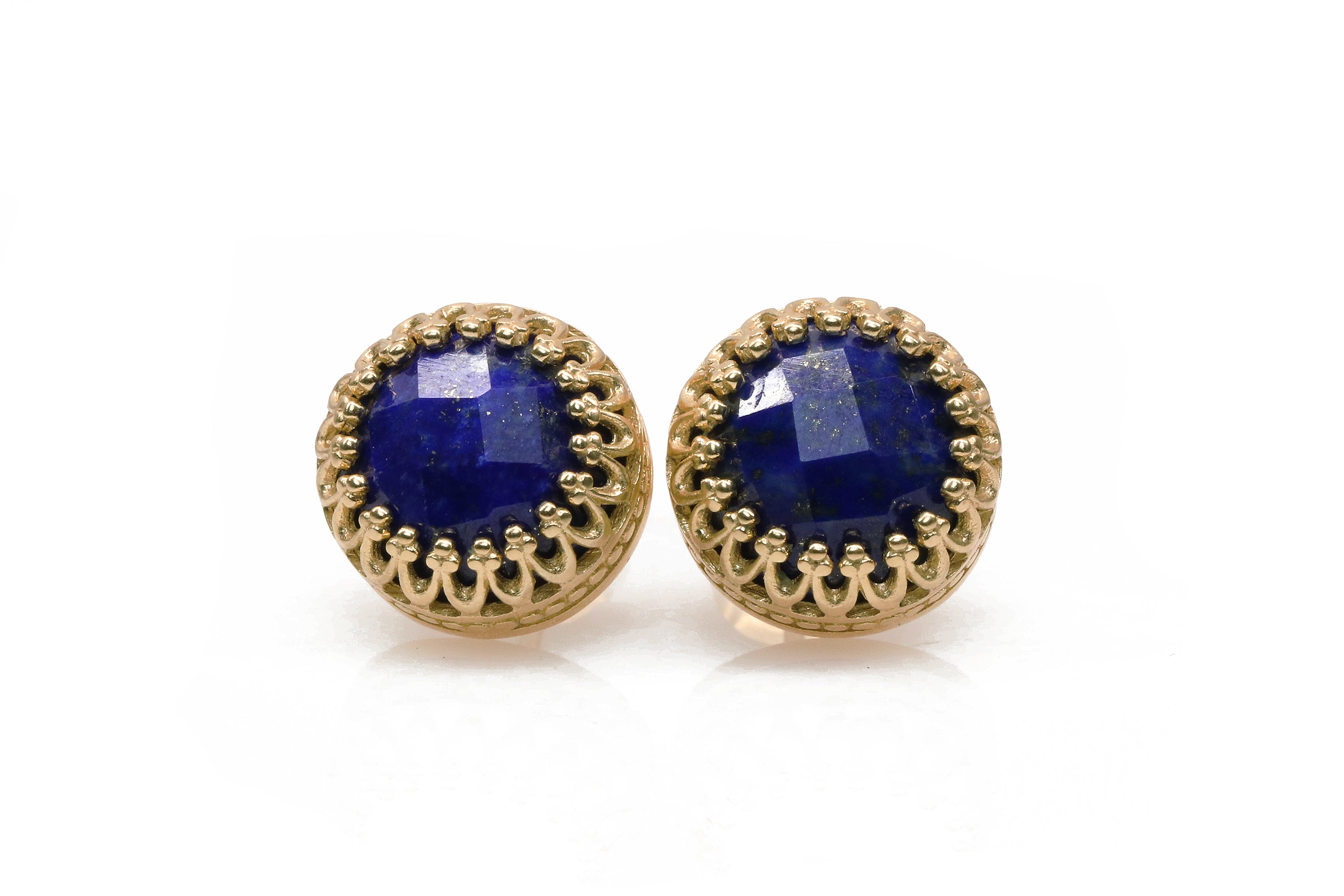 Lapis Lazuli Earrings in 14k Rose Gold Earrings Anemone Jewelry