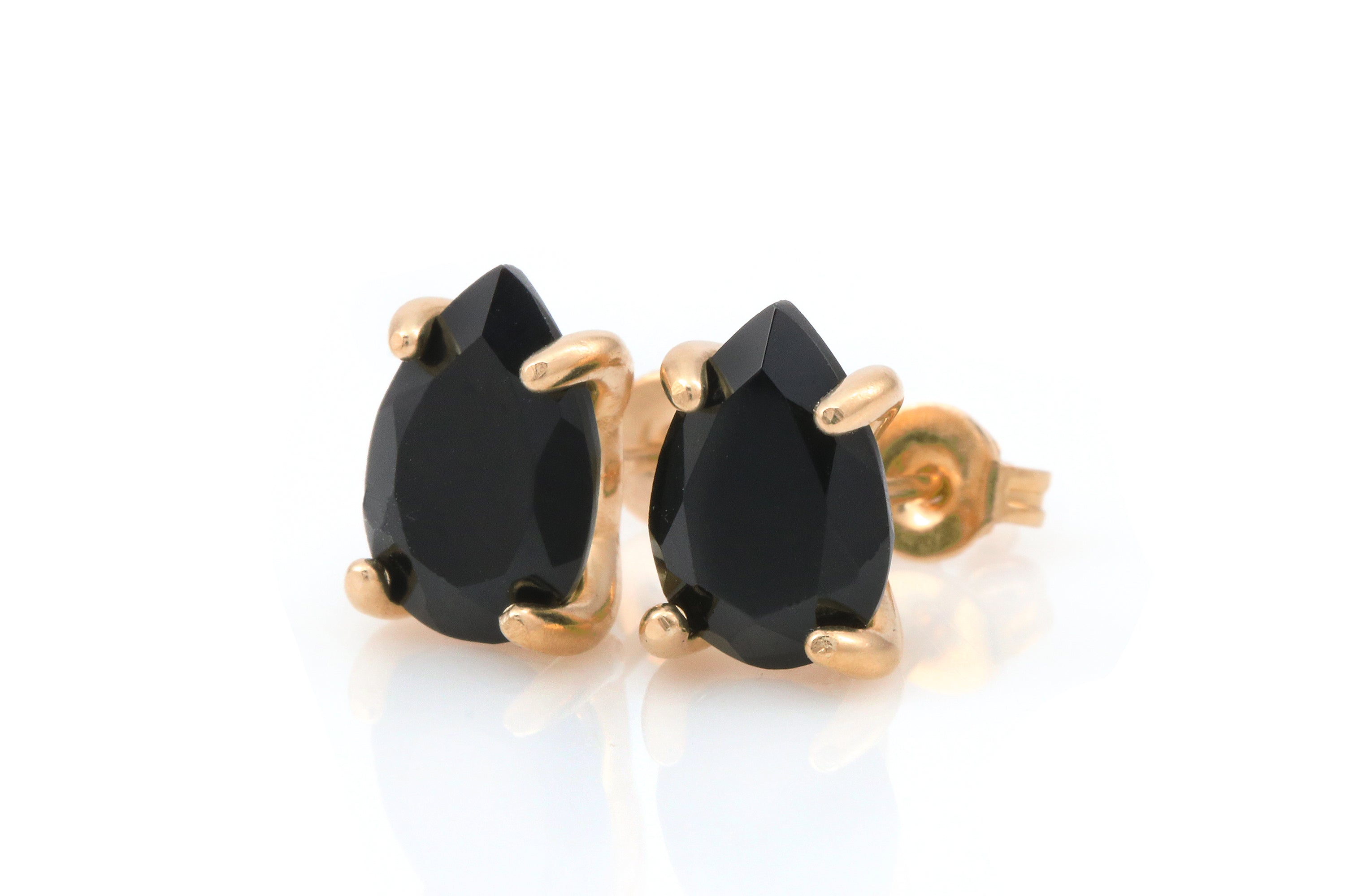 Onyx Sterling Silver Pear Earrings Earrings Anemone Unique