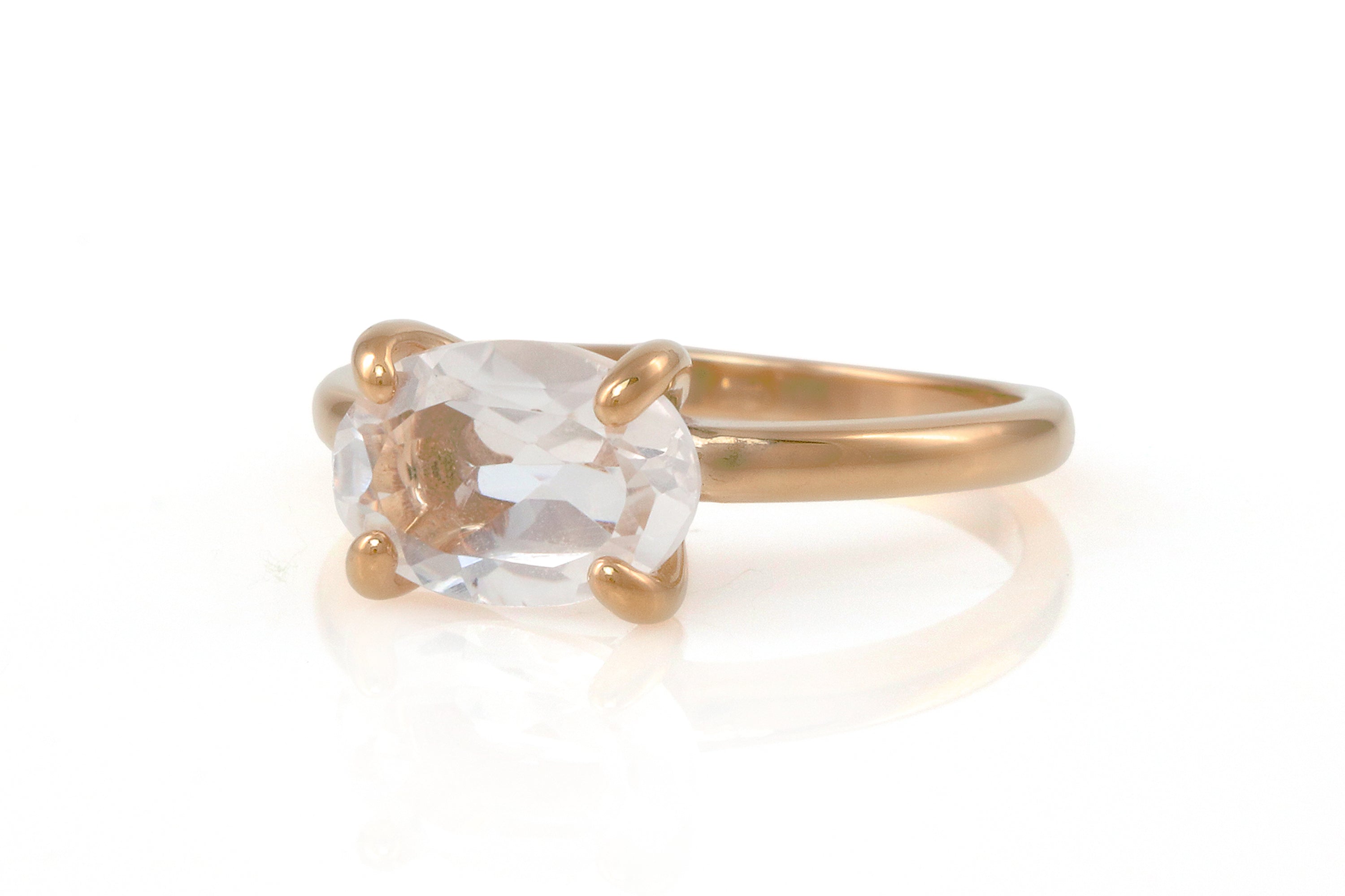 Delicate Oval Crystal Quartz Ring in Sterling Silver Rings Anemone Unique