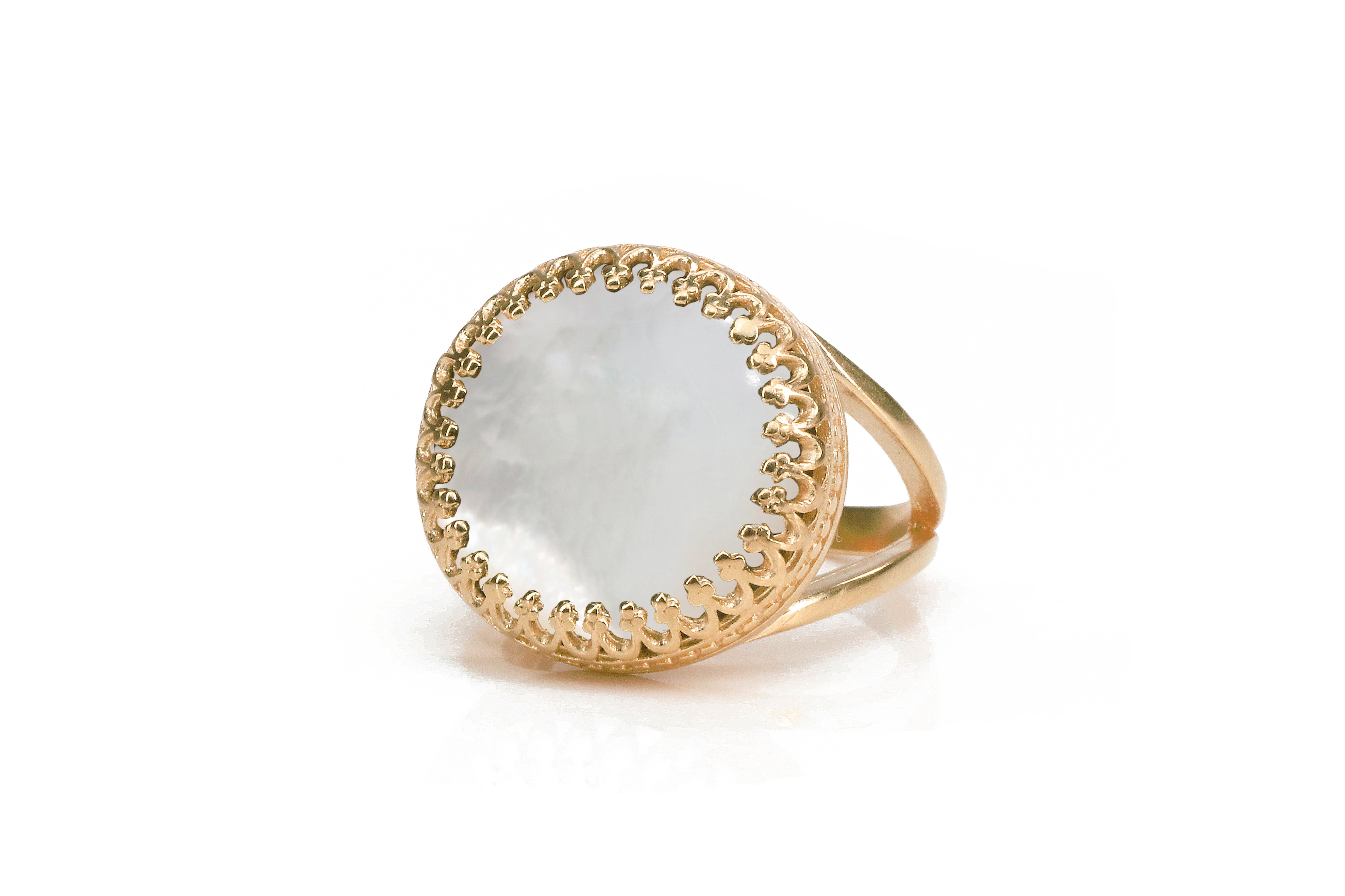 Classy Mother of Pearl Rose Gold Ring Rings Anemone Jewelry