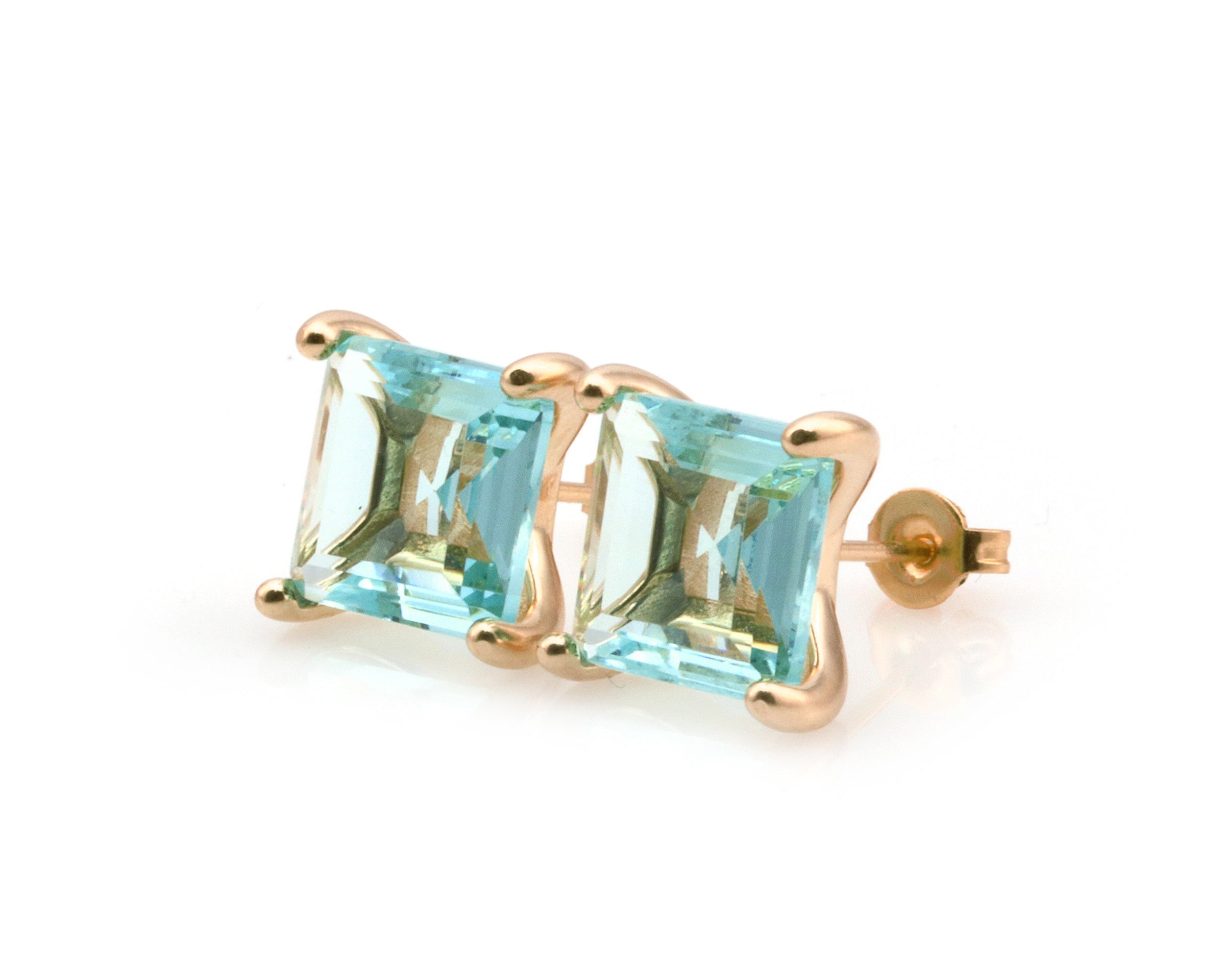 Delicate Blue Topaz Silver Earrings in Studs Earrings Anemone Unique