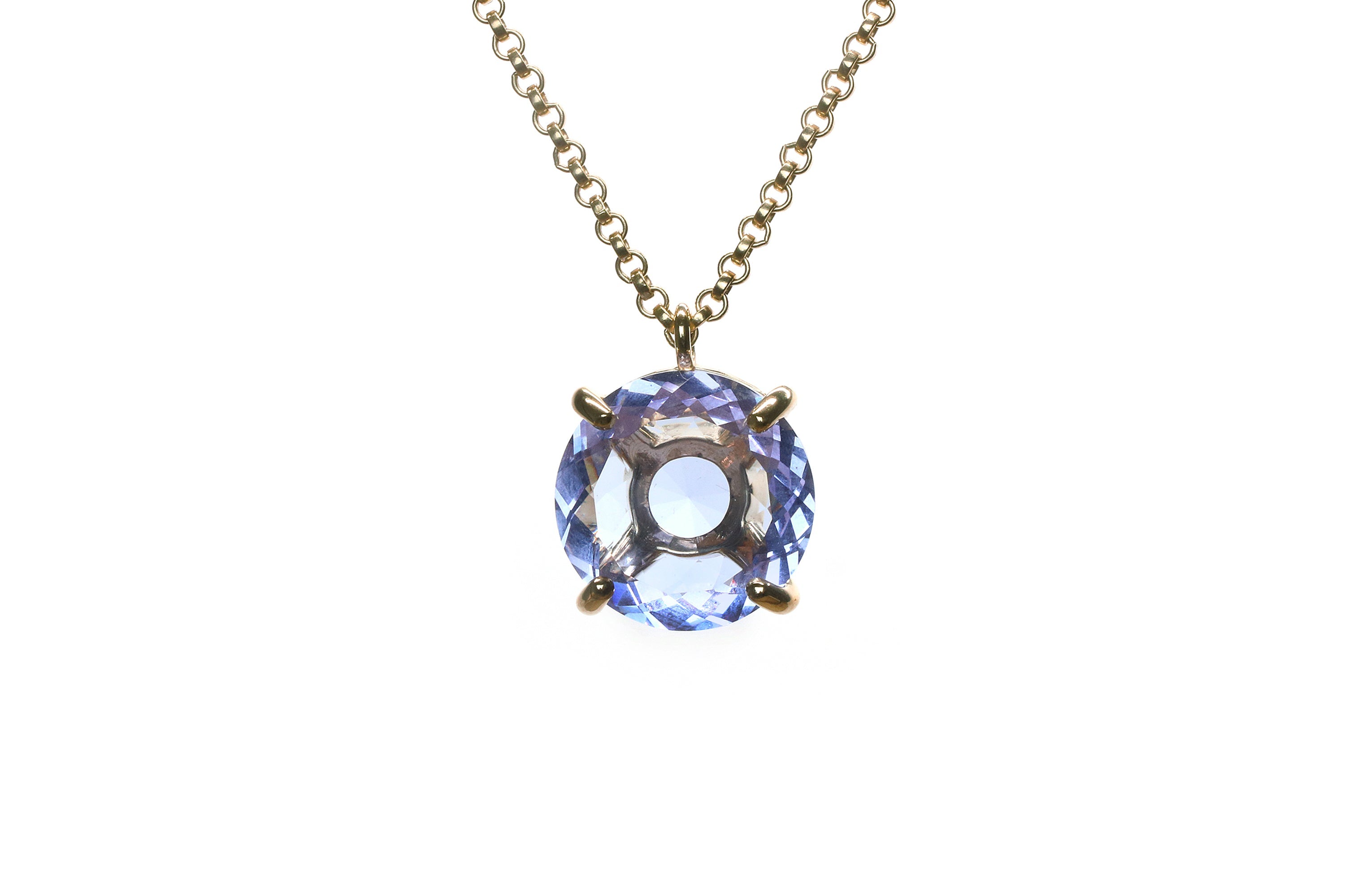 Luscious Round Tanzanite Necklace in Gold necklaces Anemone Jewelry
