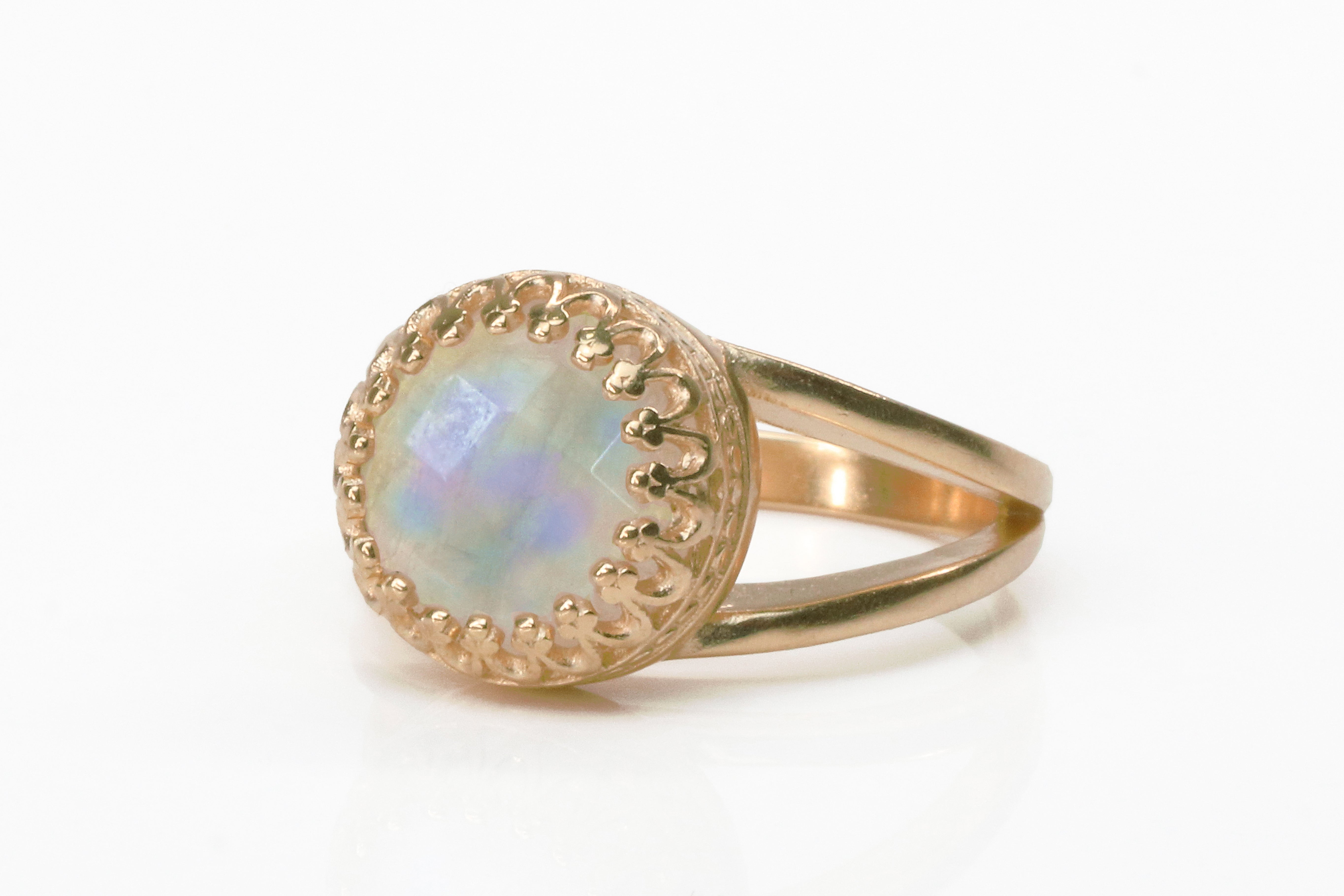Exquisite Rainbow Moonstone Ring in Sterling Silver Rings Anemone Jewelry