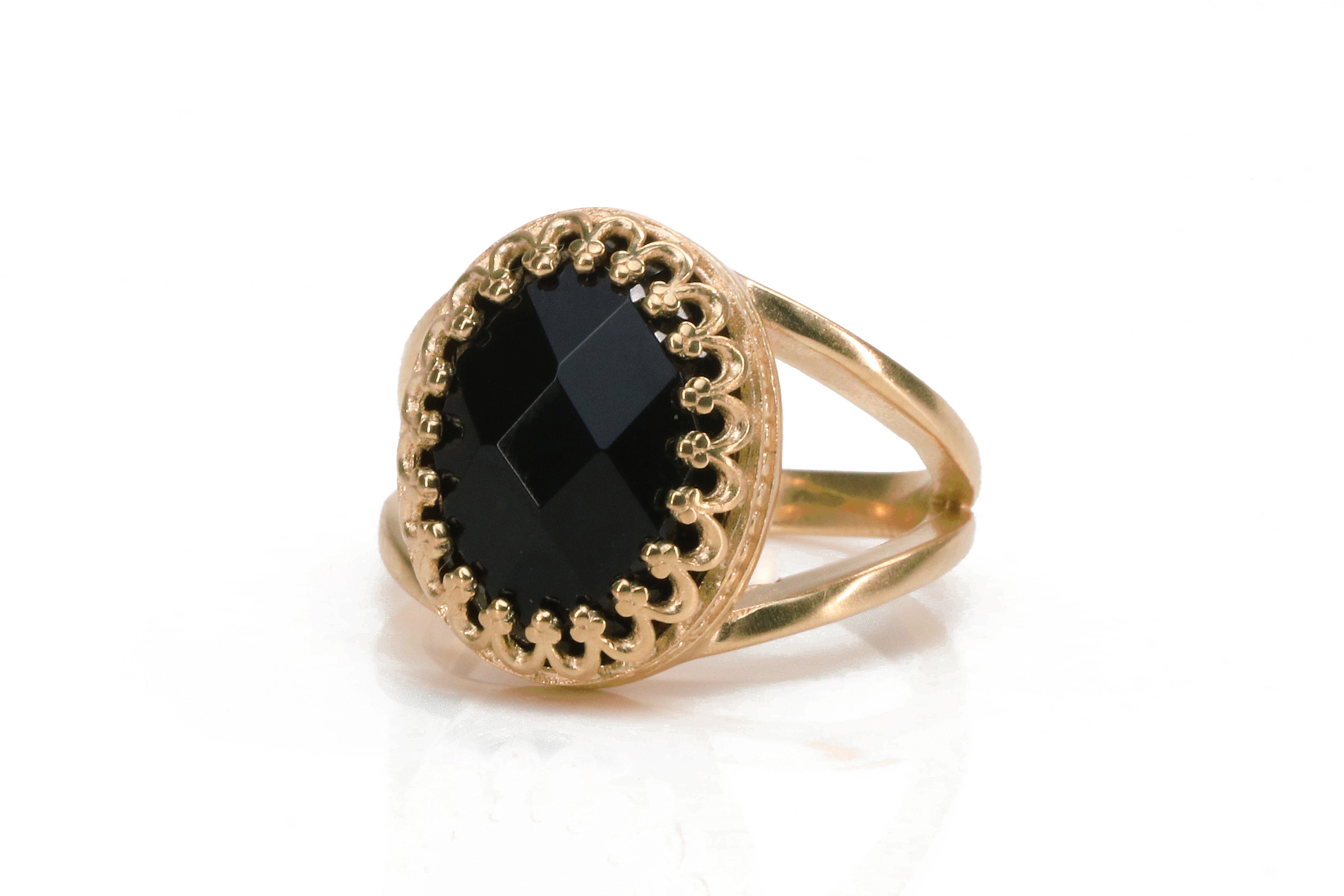 Classy Oval Black Onyx Ring in 925 Sterling Silver Rings Anemone Jewelry