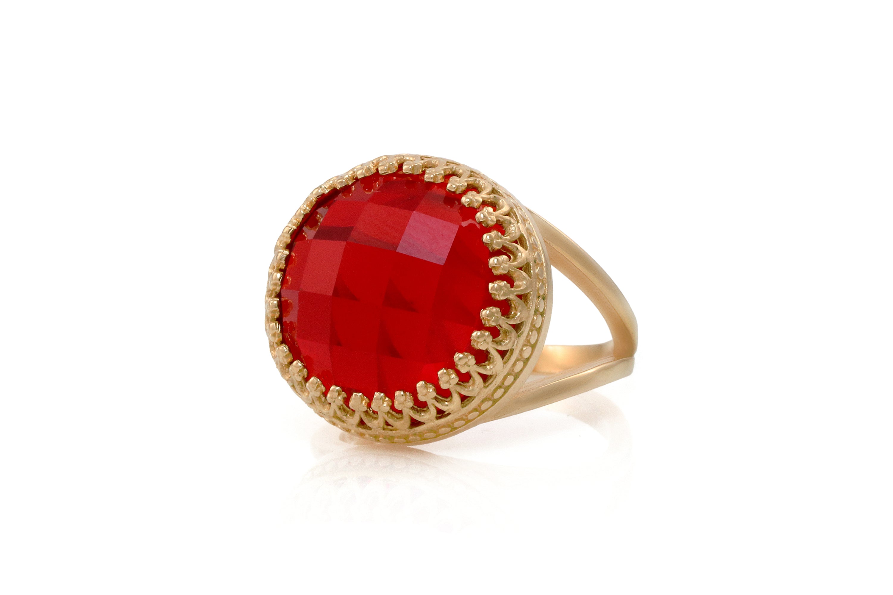 Round Ruby Sterling Silver Ring Rings Anemone Jewelry