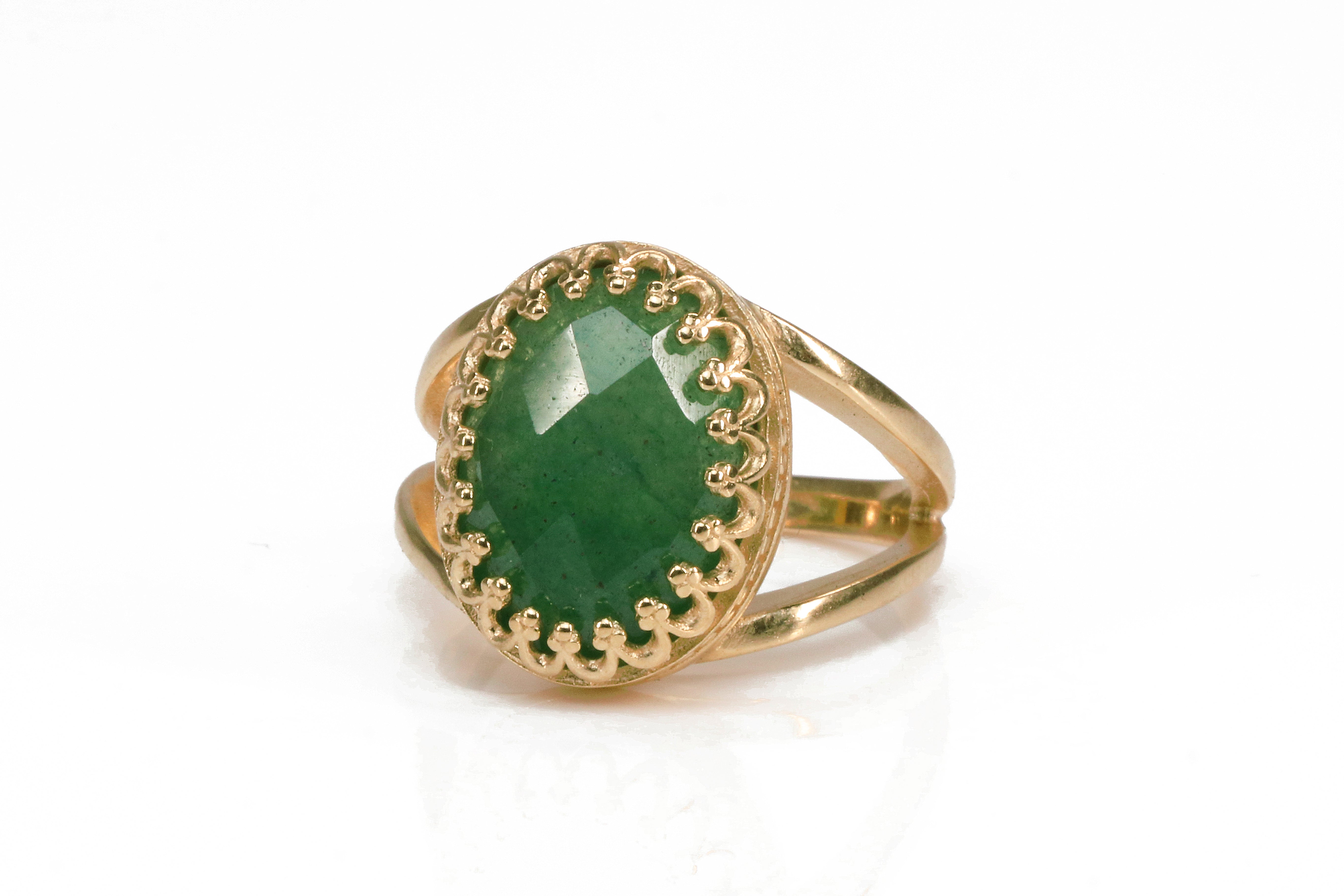 14K Rose Gold-filled with Aventurine Ring Rings Anemone Jewelry